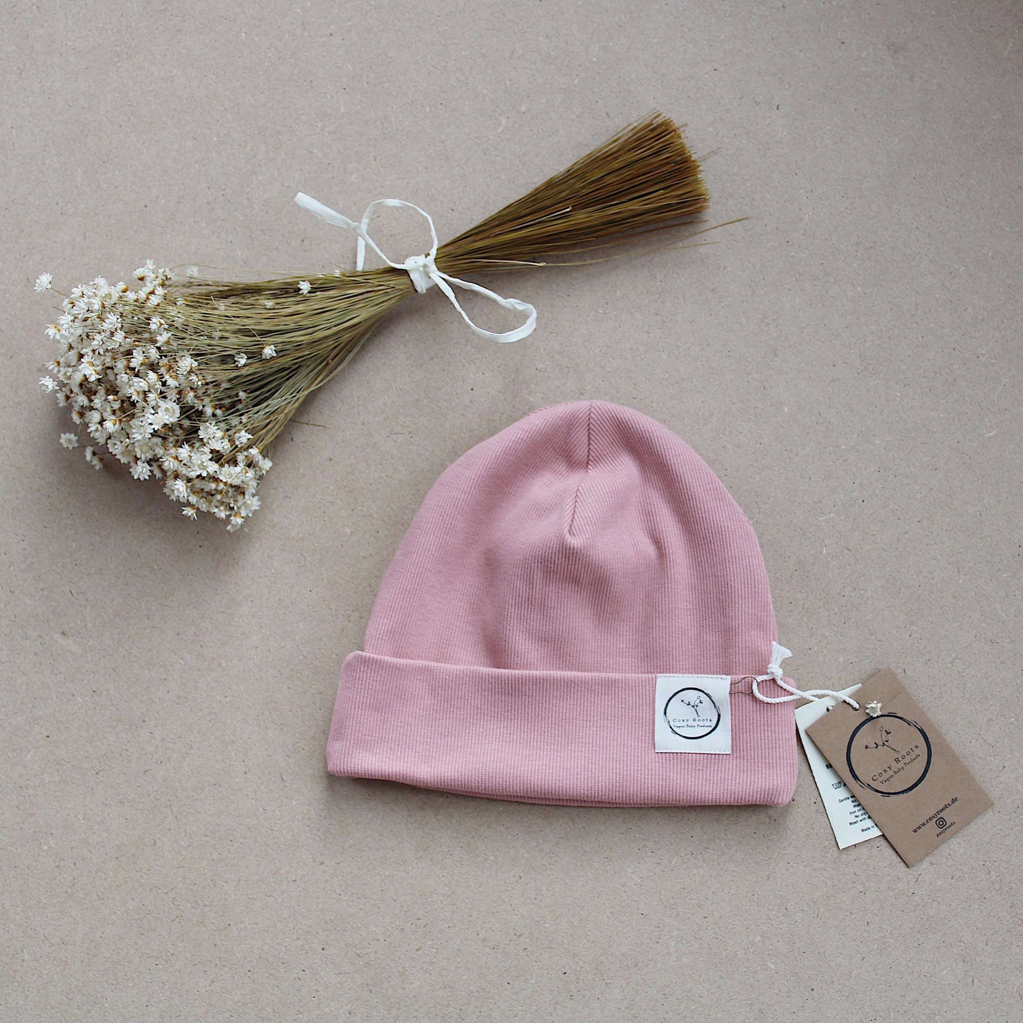 Organic Rib Beanie - Dusty Rose - Image 5