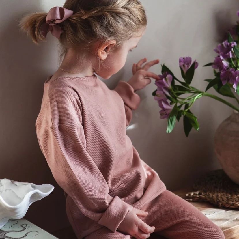 Organic Rib Leggings - Dusty Rose - Image 4