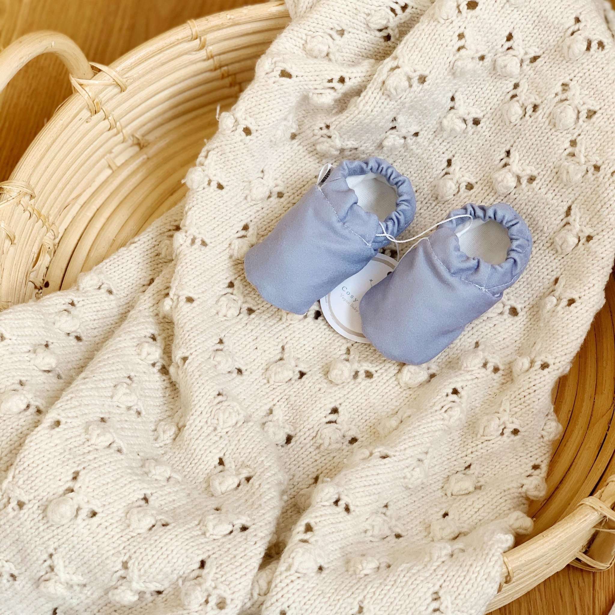 Vegan Newborn Shoes - Light Blue - S A L E (Size 17) - Image 2