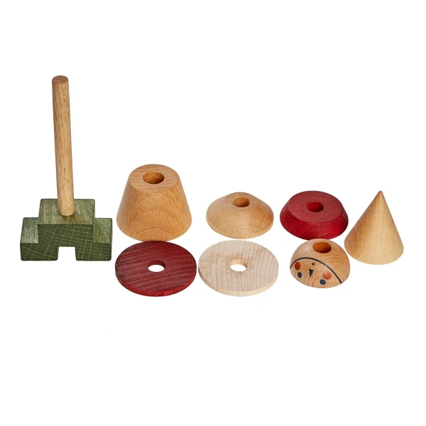 Natural Wooden Toy Stick - Red - Image 3