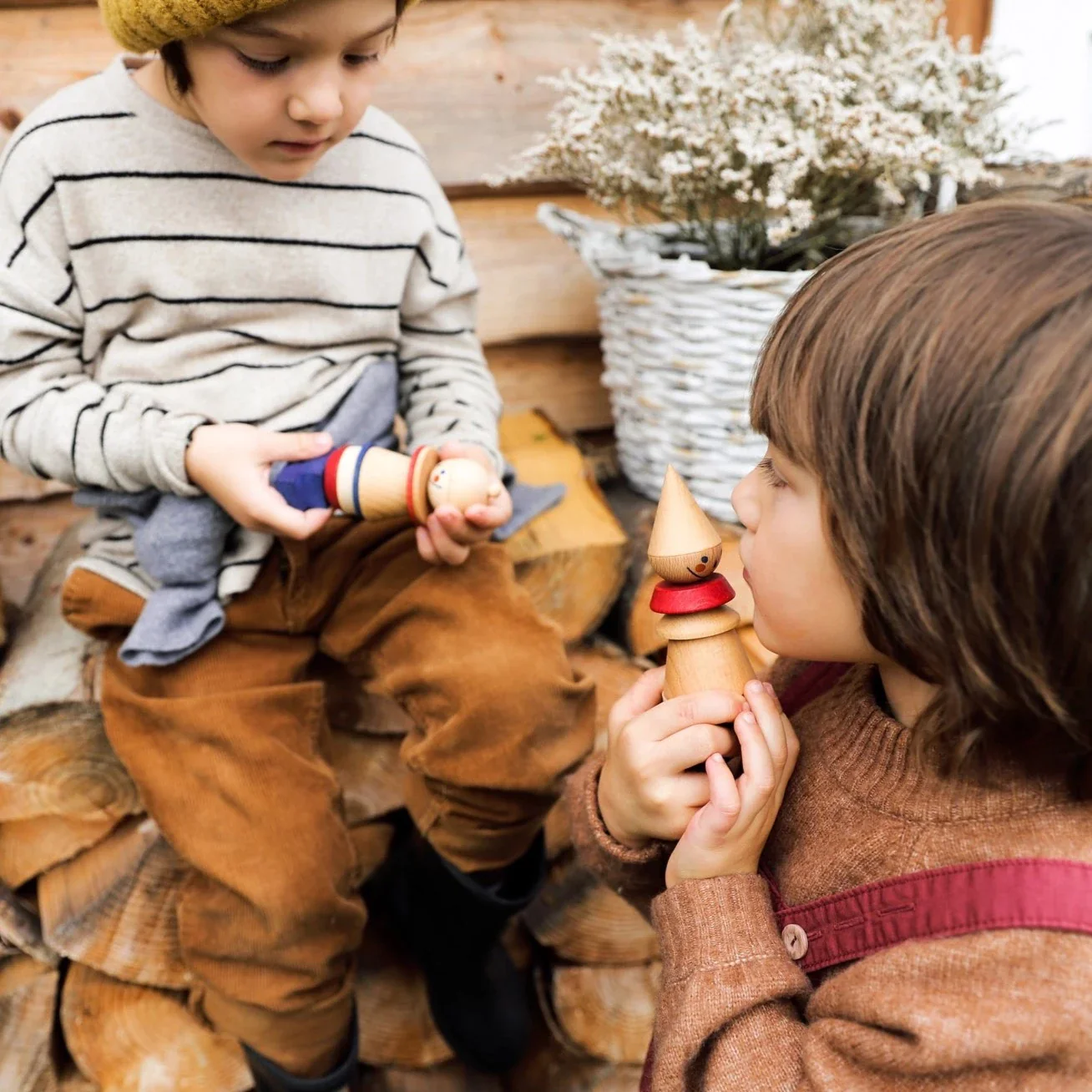 Natural Wooden Toy Stick - Red - Image 6