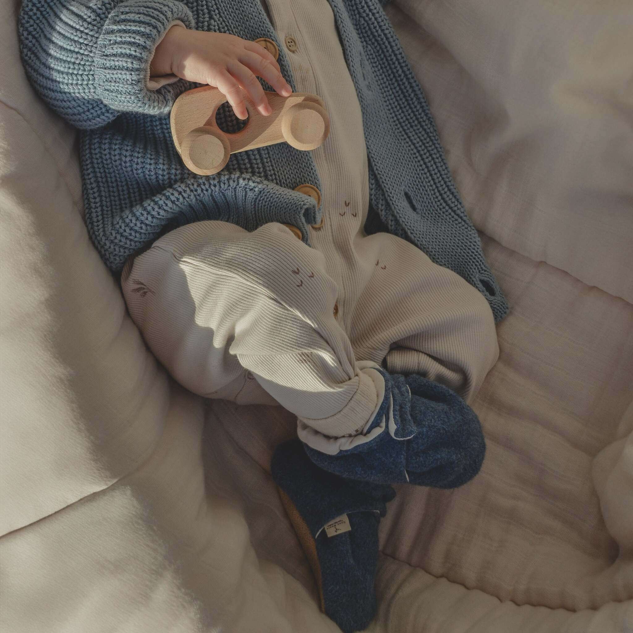 Organic Fleece Booties - Blue Melange - SALE - Image 7
