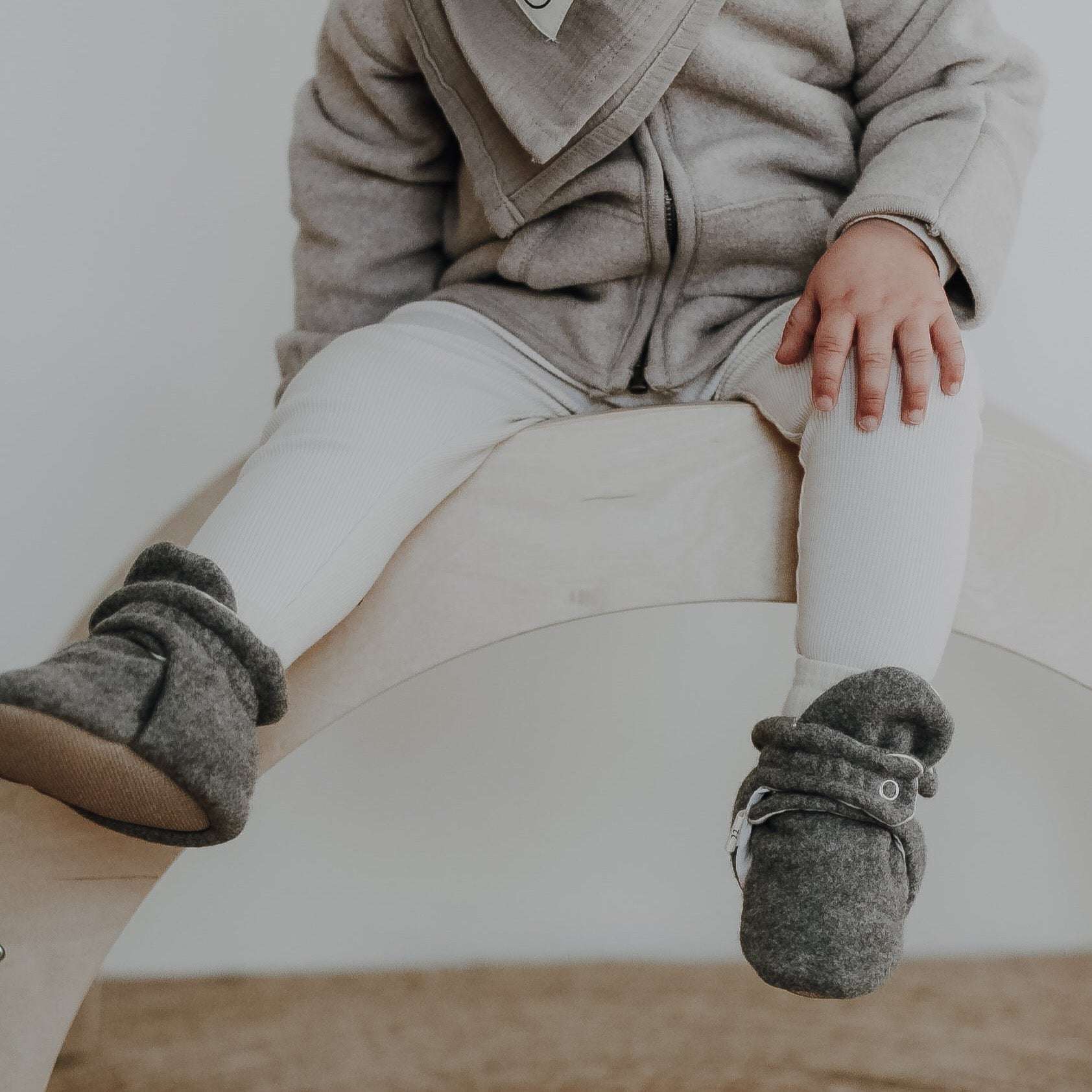 Organic Fleece Booties - Dark Grey Melange - SALE - Image 3