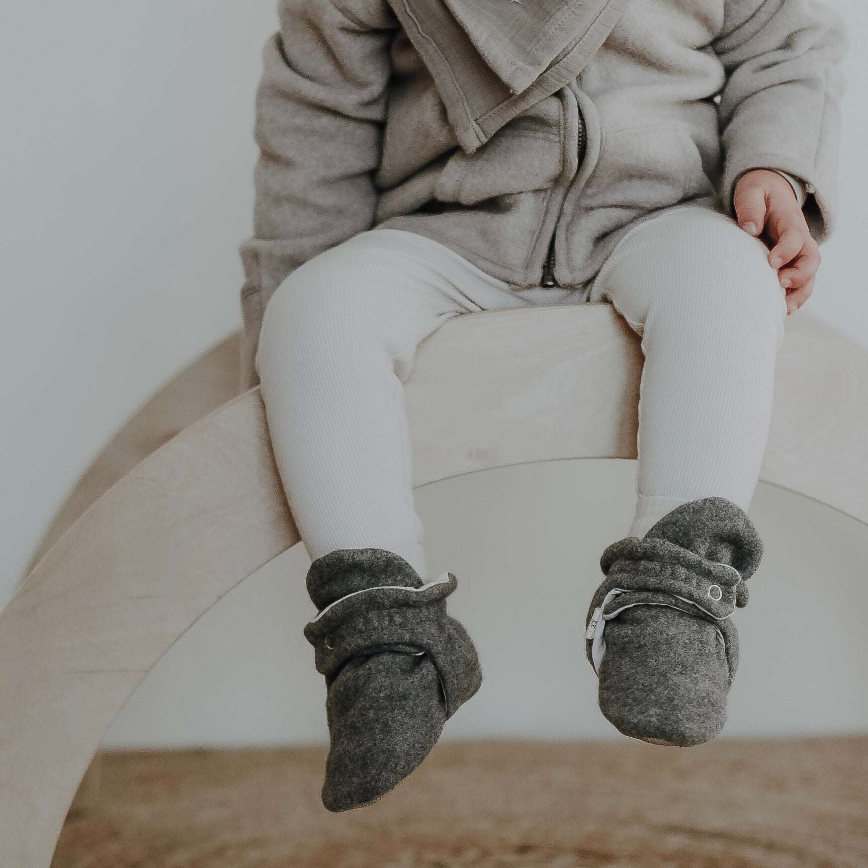 Organic Fleece Booties - Dark Grey Melange - SALE - Image 6