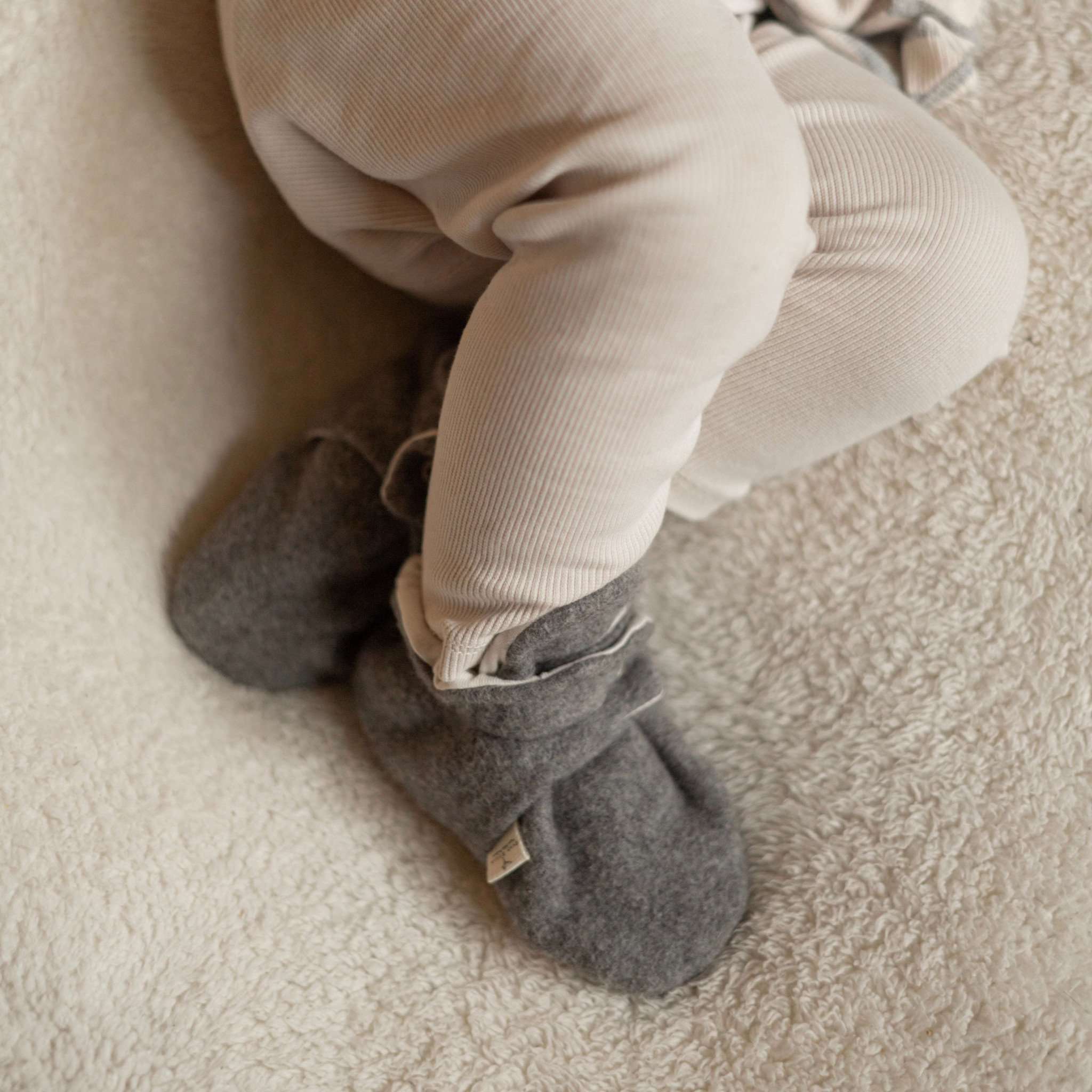 Organic Fleece Booties - Dark Grey Melange - SALE - Image 7