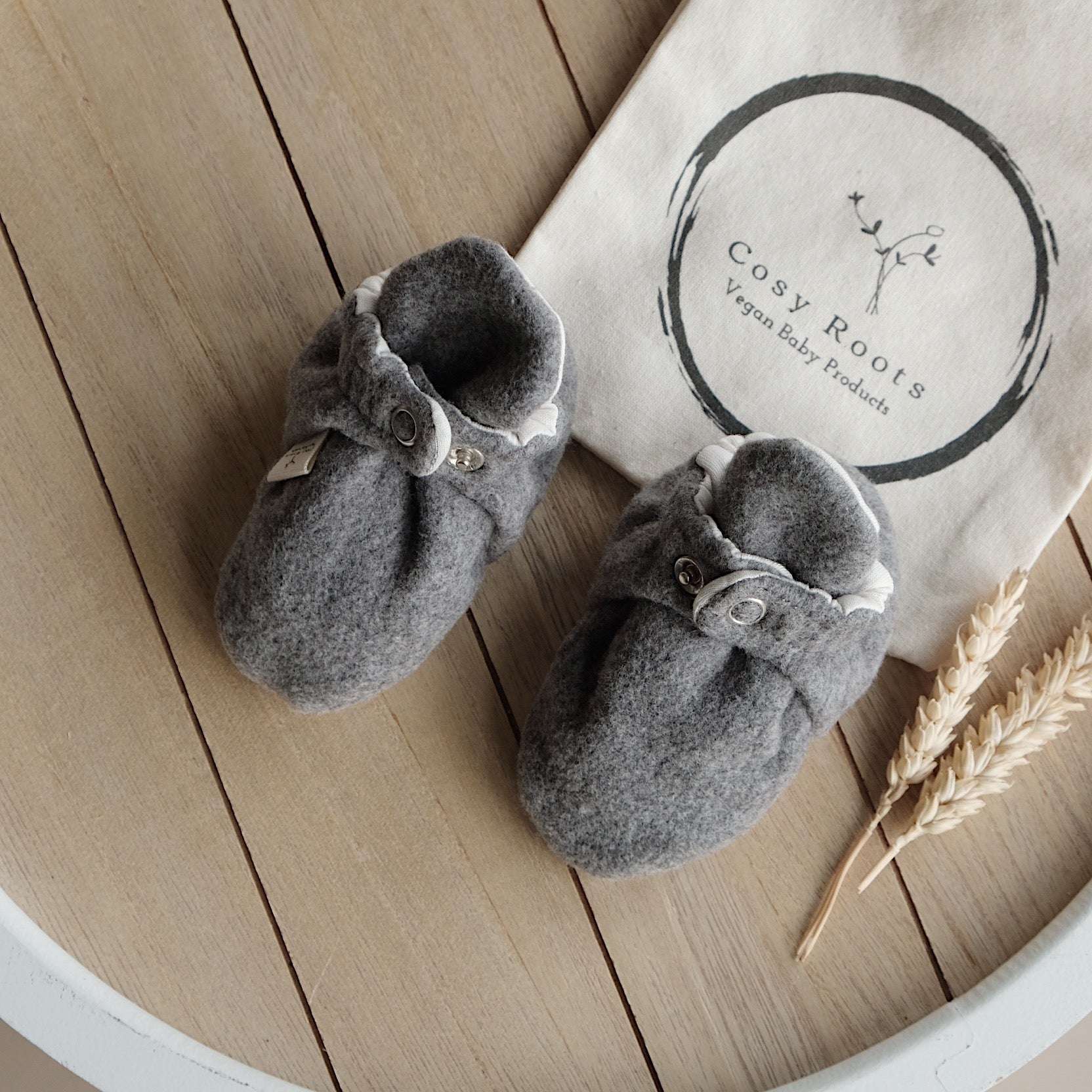 Organic Fleece Booties - Dark Grey Melange - SALE - Image 8