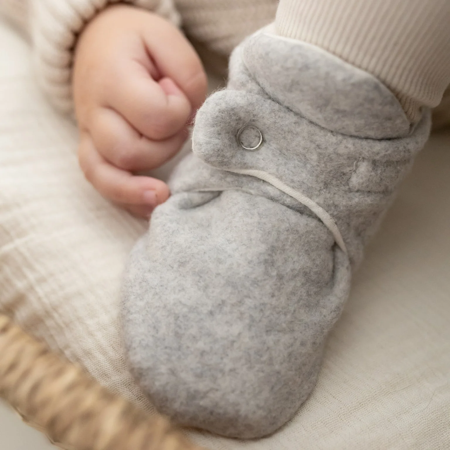 Organic Fleece Booties - Light Grey Melange - Image 10
