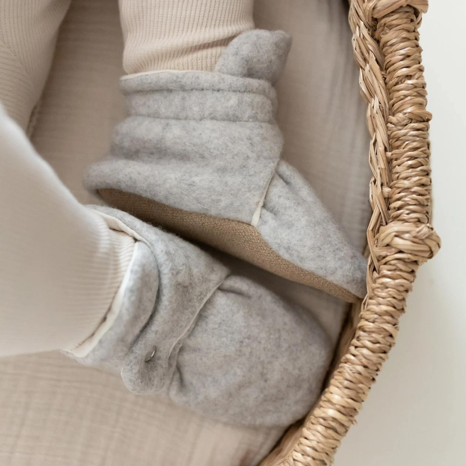 Organic Fleece Booties - Light Grey Melange - Image 3