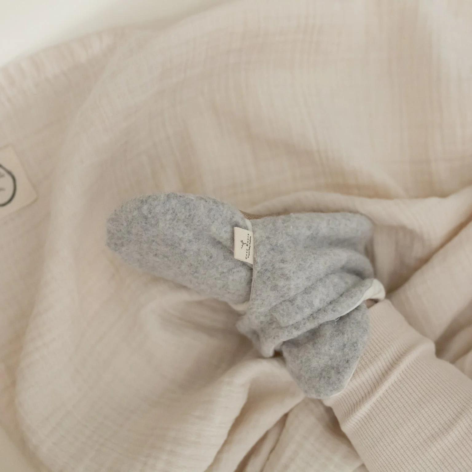 Organic Fleece Booties - Light Grey Melange - Image 4