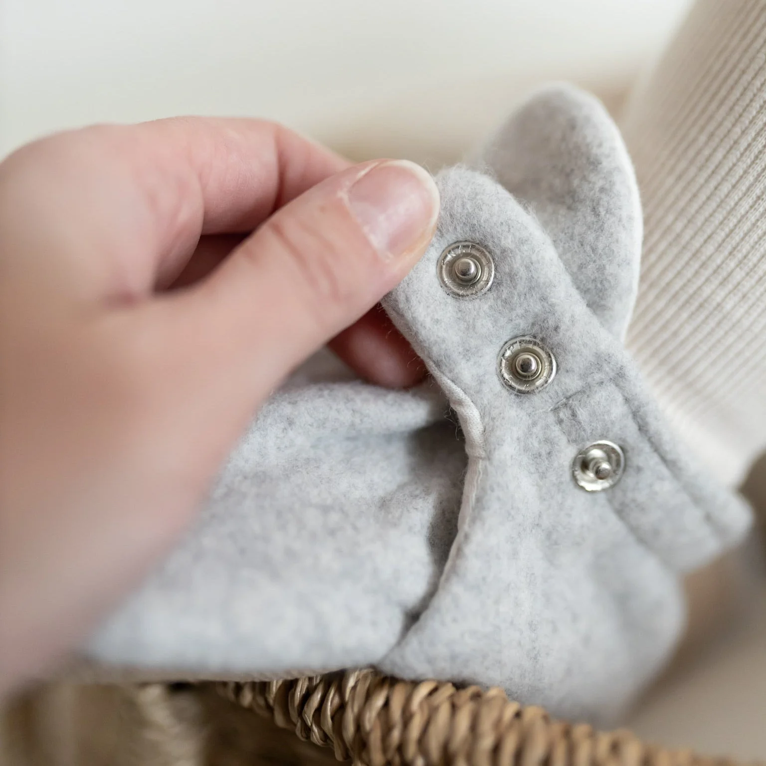 Organic Fleece Booties - Light Grey Melange - Image 5