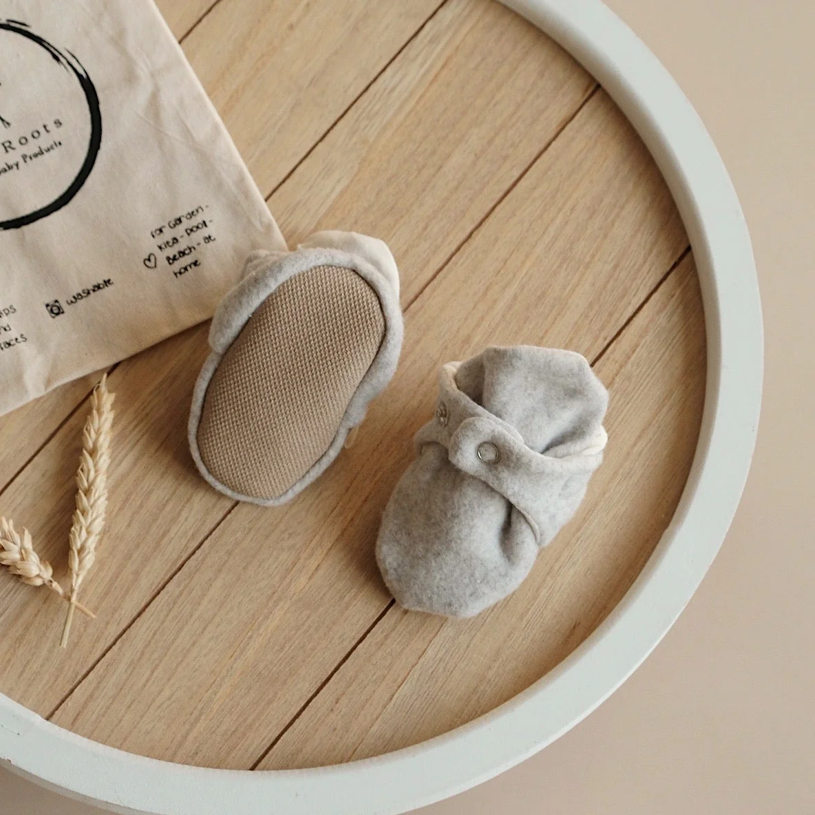 Organic Fleece Booties - Light Grey Melange - Image 6