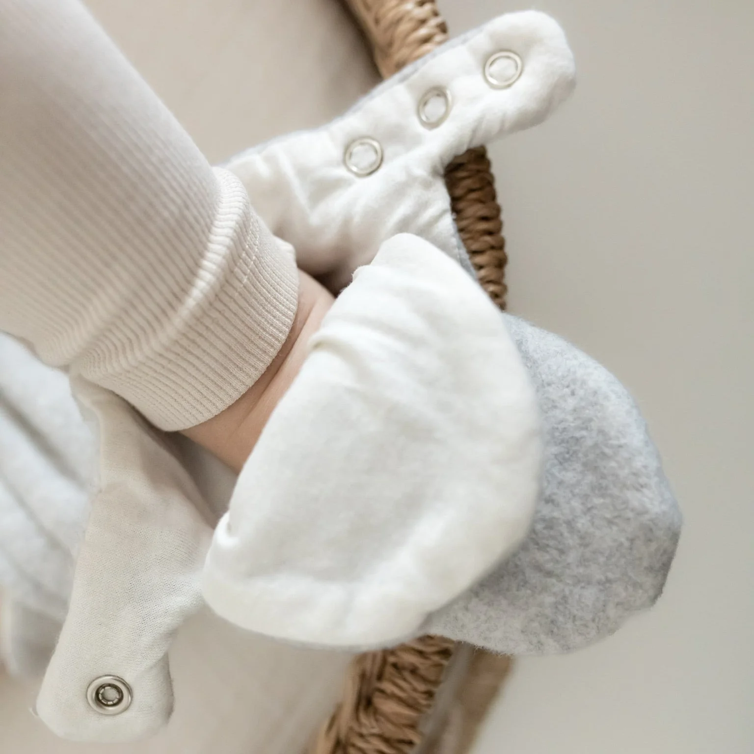 Organic Fleece Booties - Light Grey Melange - Image 7