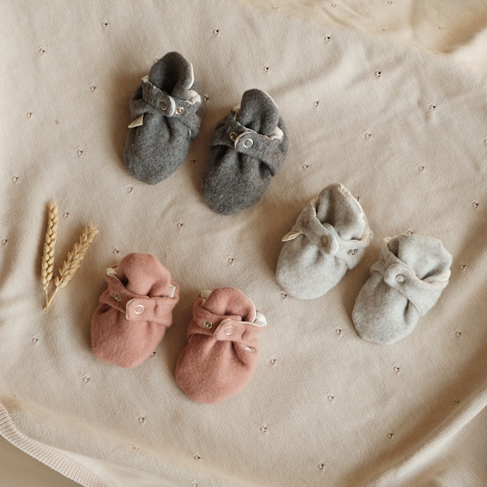 Organic Fleece Booties - Light Grey Melange - Image 8