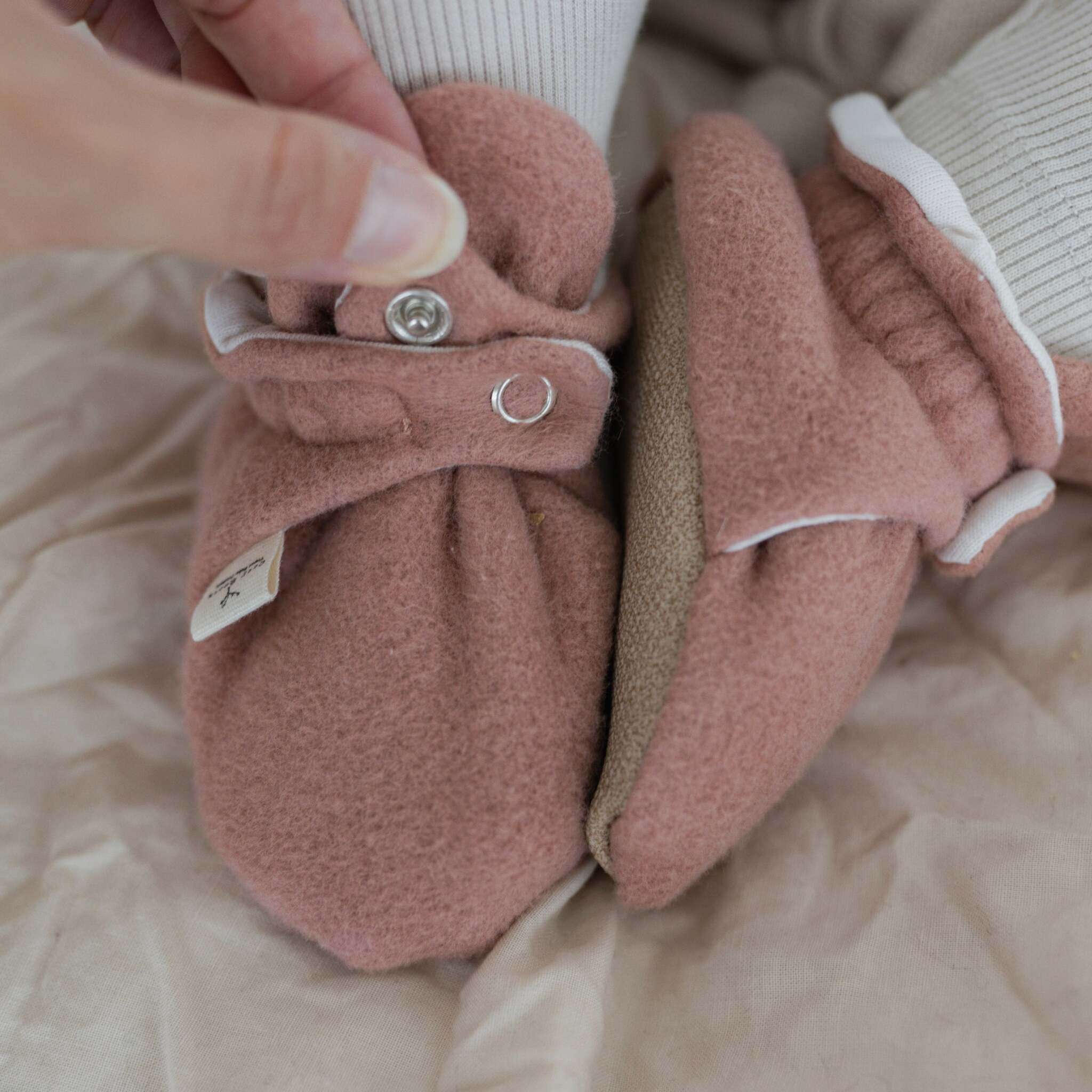 Organic Fleece Booties - Dusty Rose Melange - Image 3