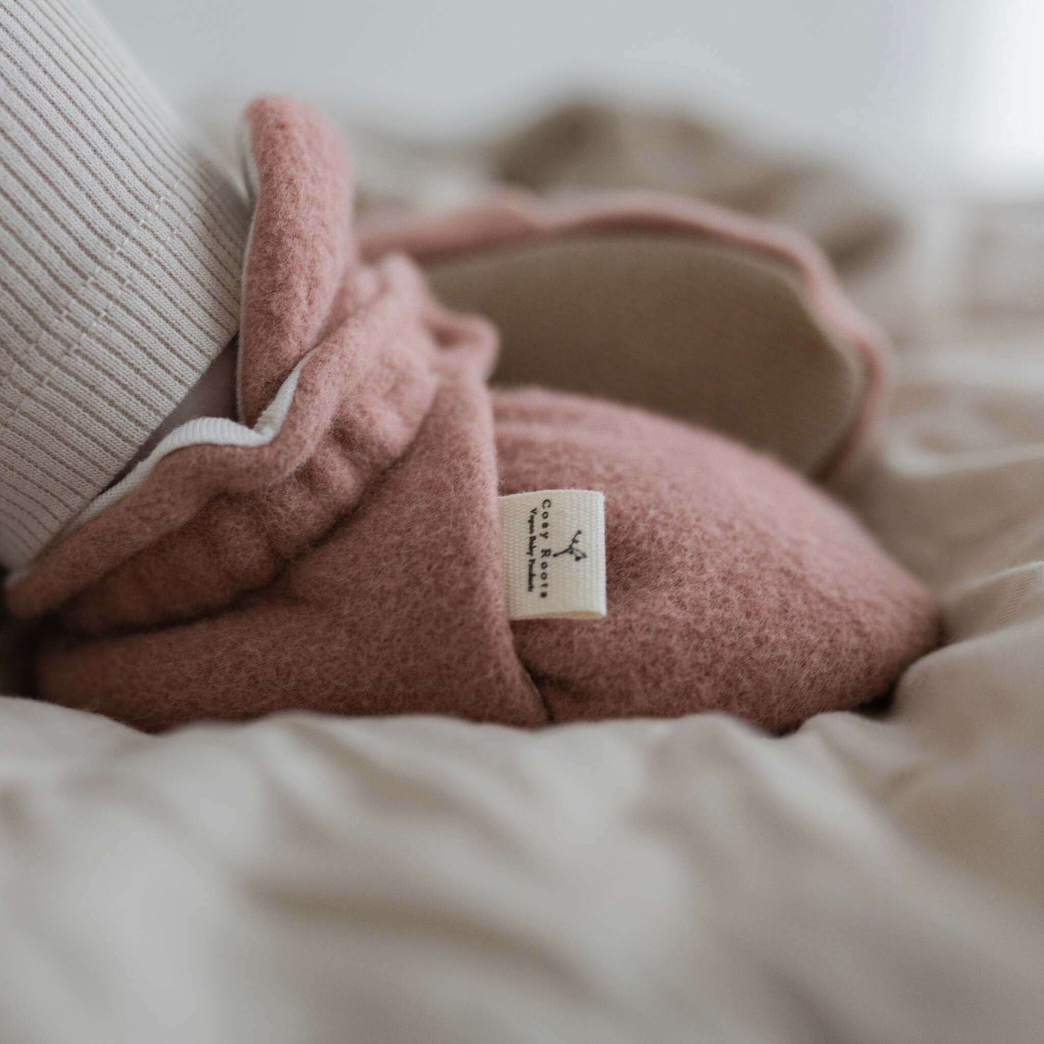 Organic Fleece Booties - Dusty Rose Melange - Image 5