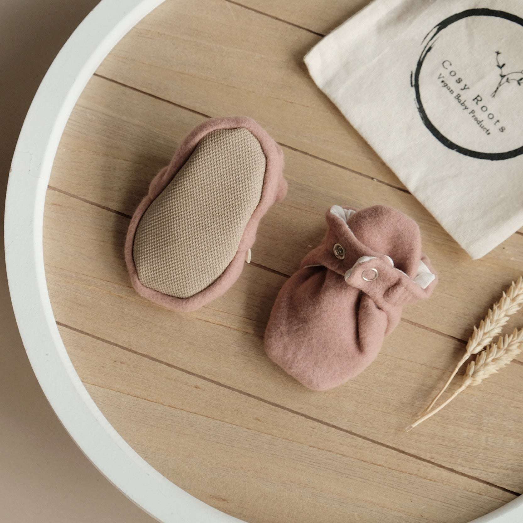 Organic Fleece Booties - Dusty Rose Melange - Image 6