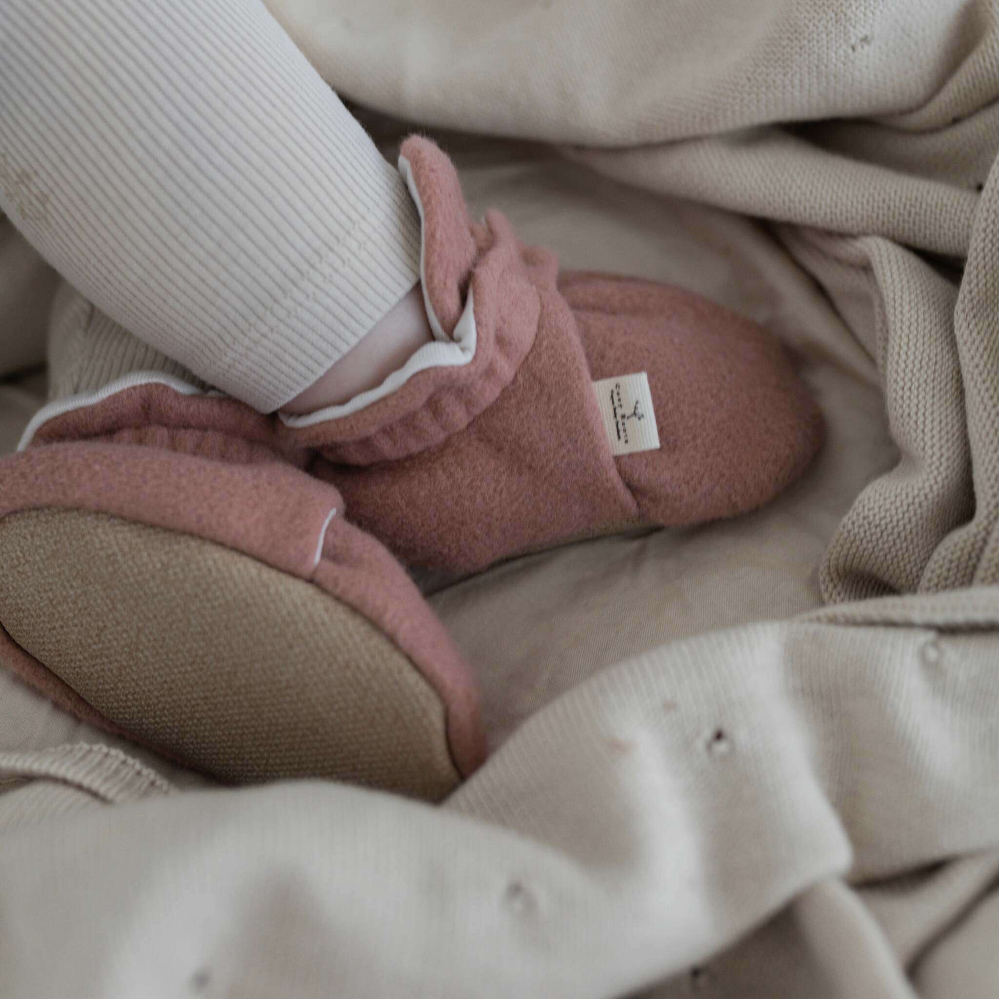 Organic Fleece Booties - Dusty Rose Melange - Image 7