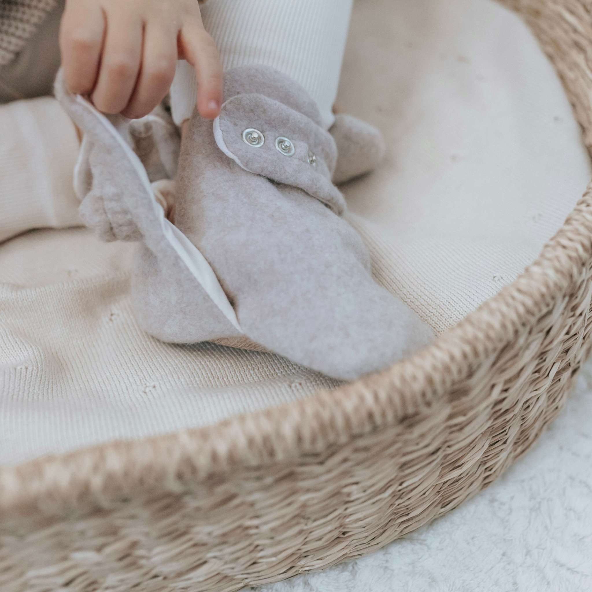 Organic Fleece Booties - Taupe Melange - Image 3