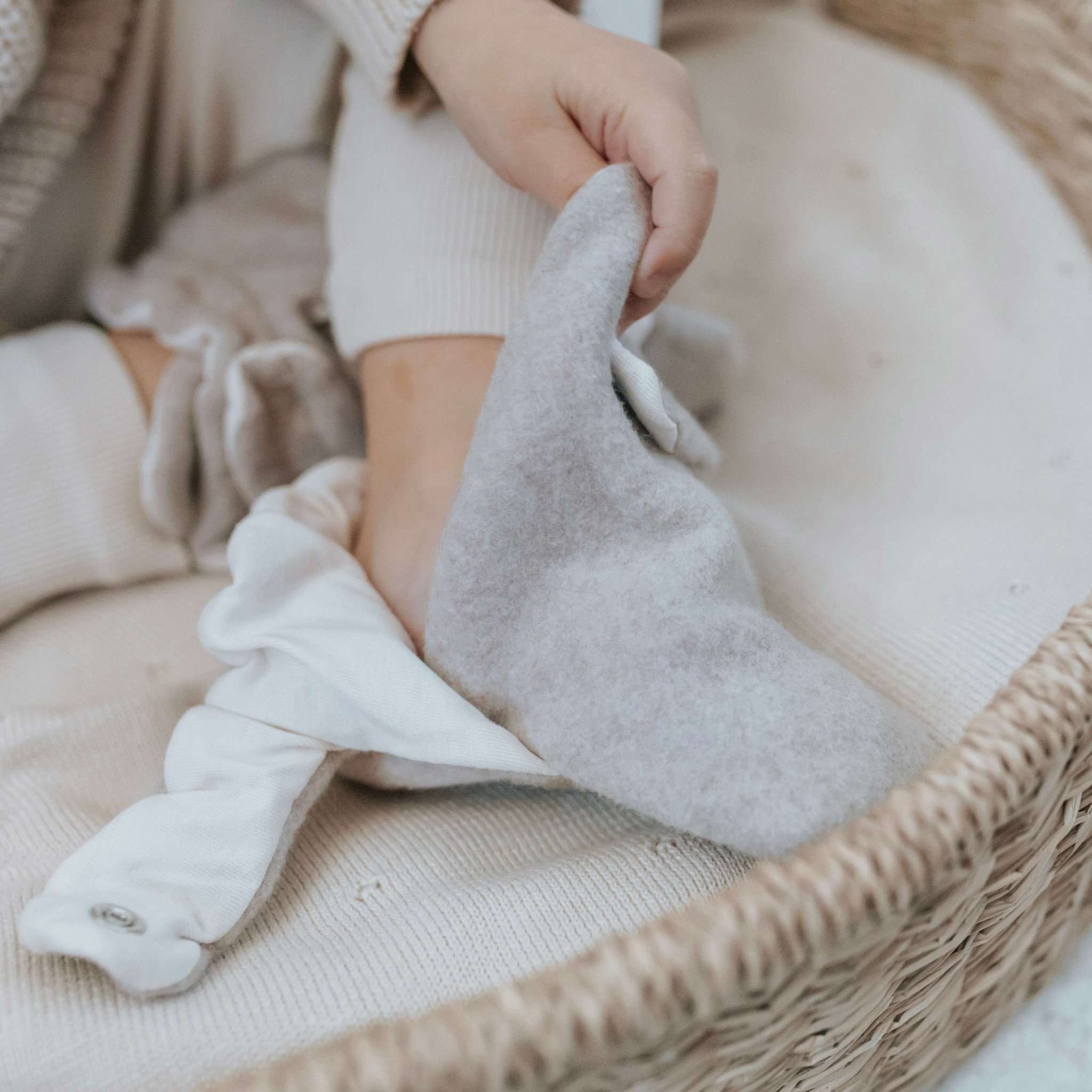 Organic Fleece Booties - Taupe Melange - Image 6
