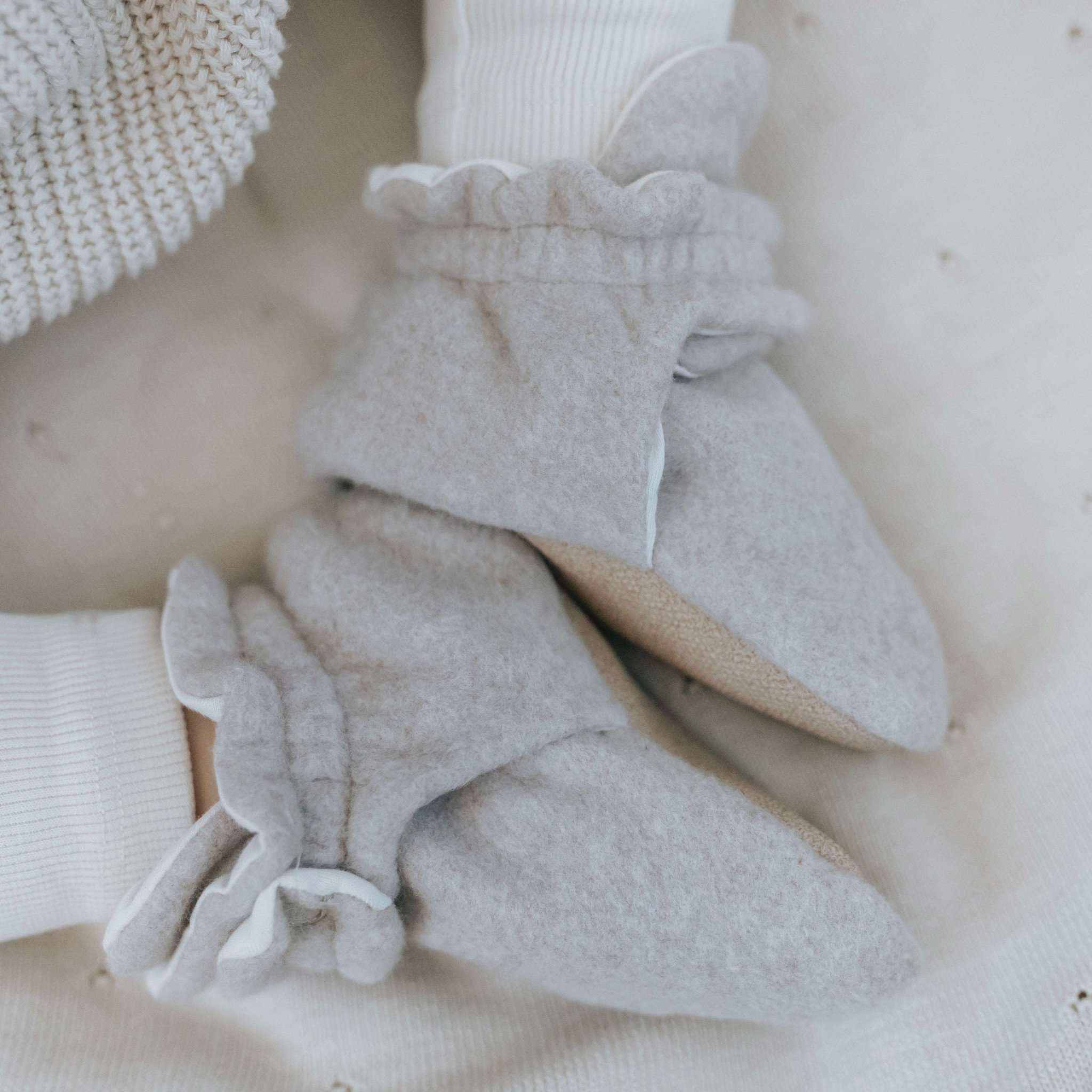 Organic Fleece Booties - Taupe Melange - Image 7