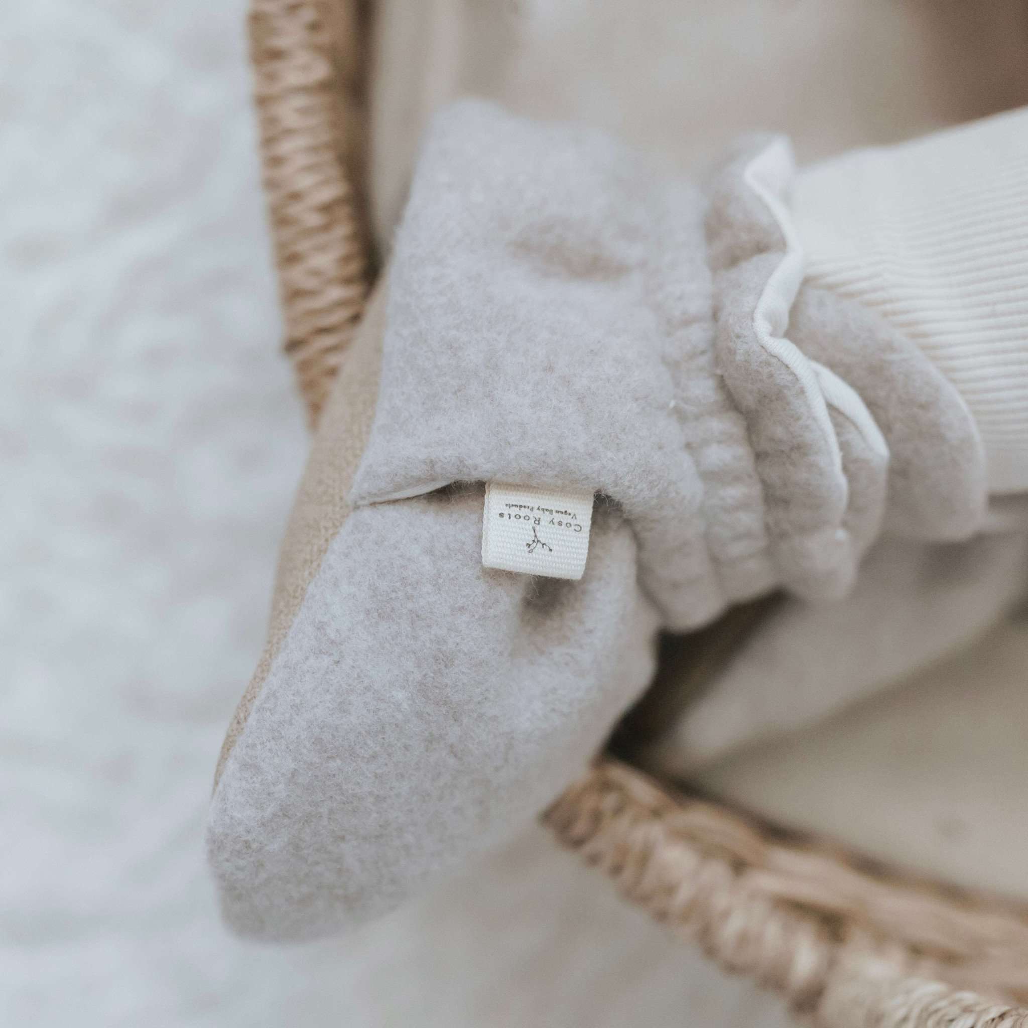 Organic Fleece Booties - Taupe Melange - Image 8