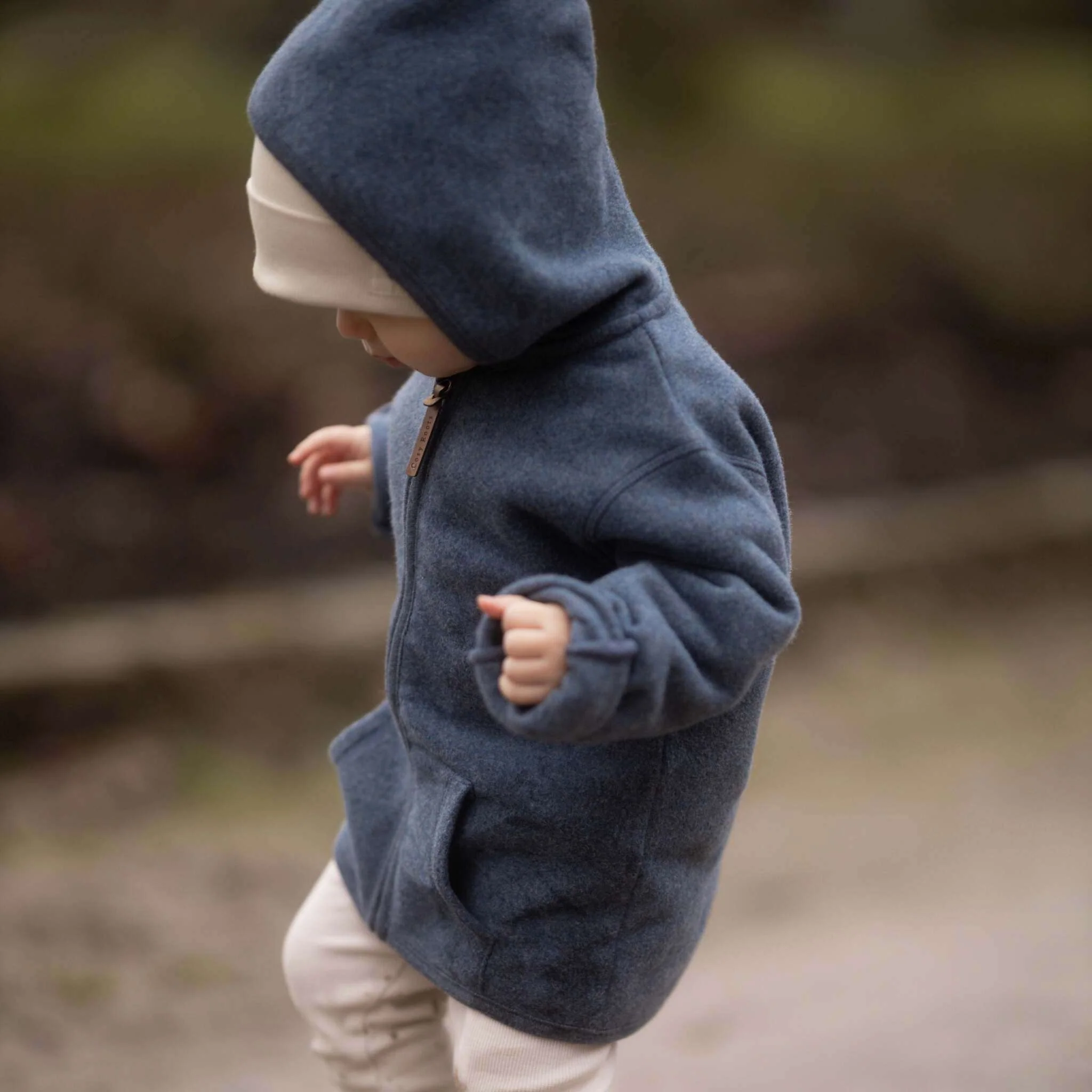 Organic Fleece Jacket - Blue Melange - SALE - Image 5