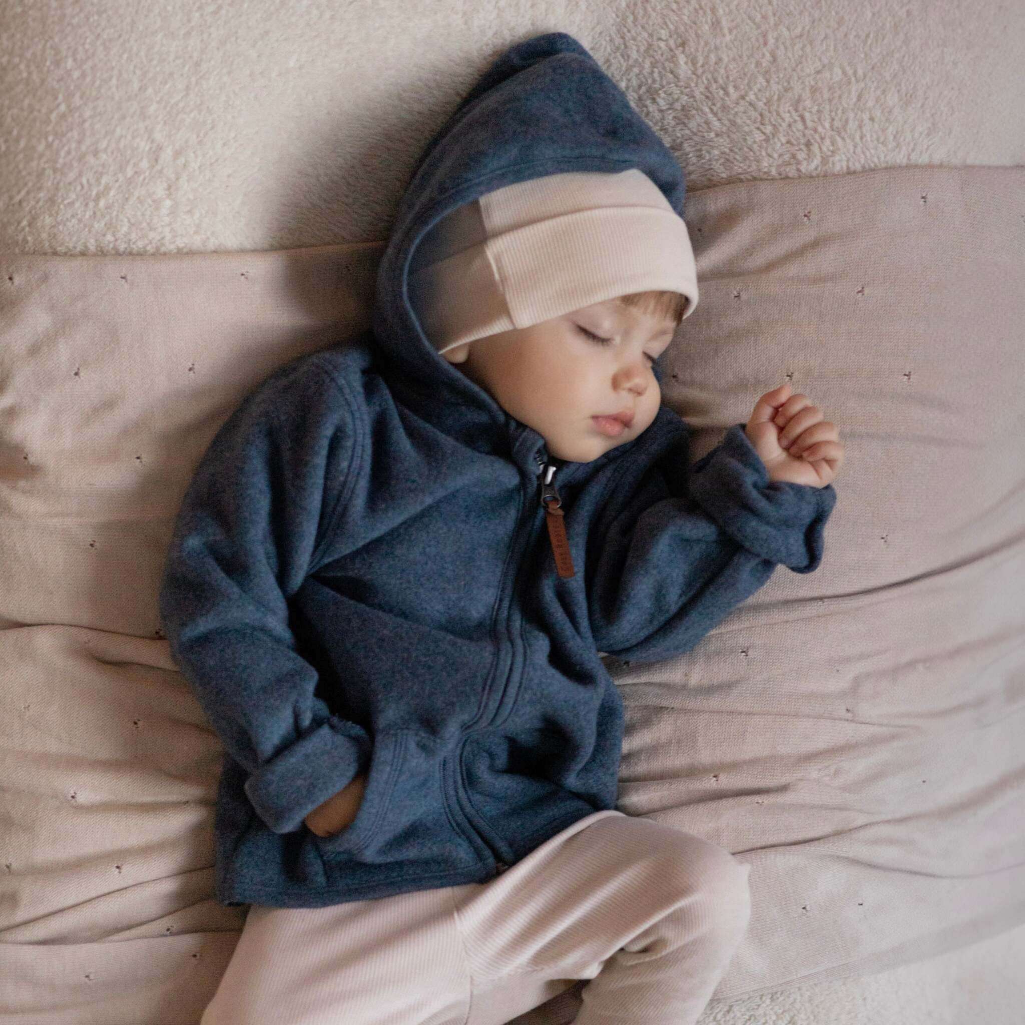 Organic Fleece Jacket - Blue Melange - SALE - Image 6