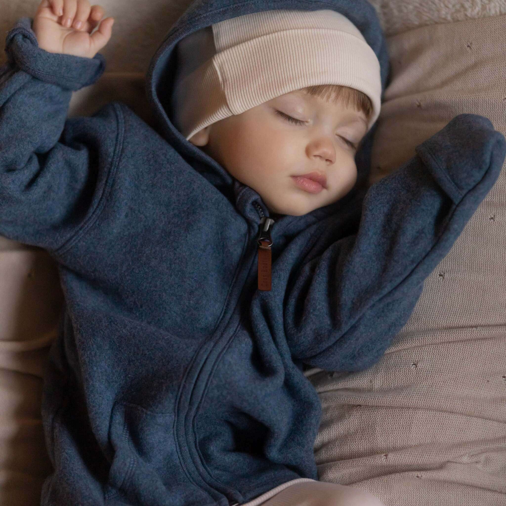 Organic Fleece Jacket - Blue Melange - SALE - Image 7