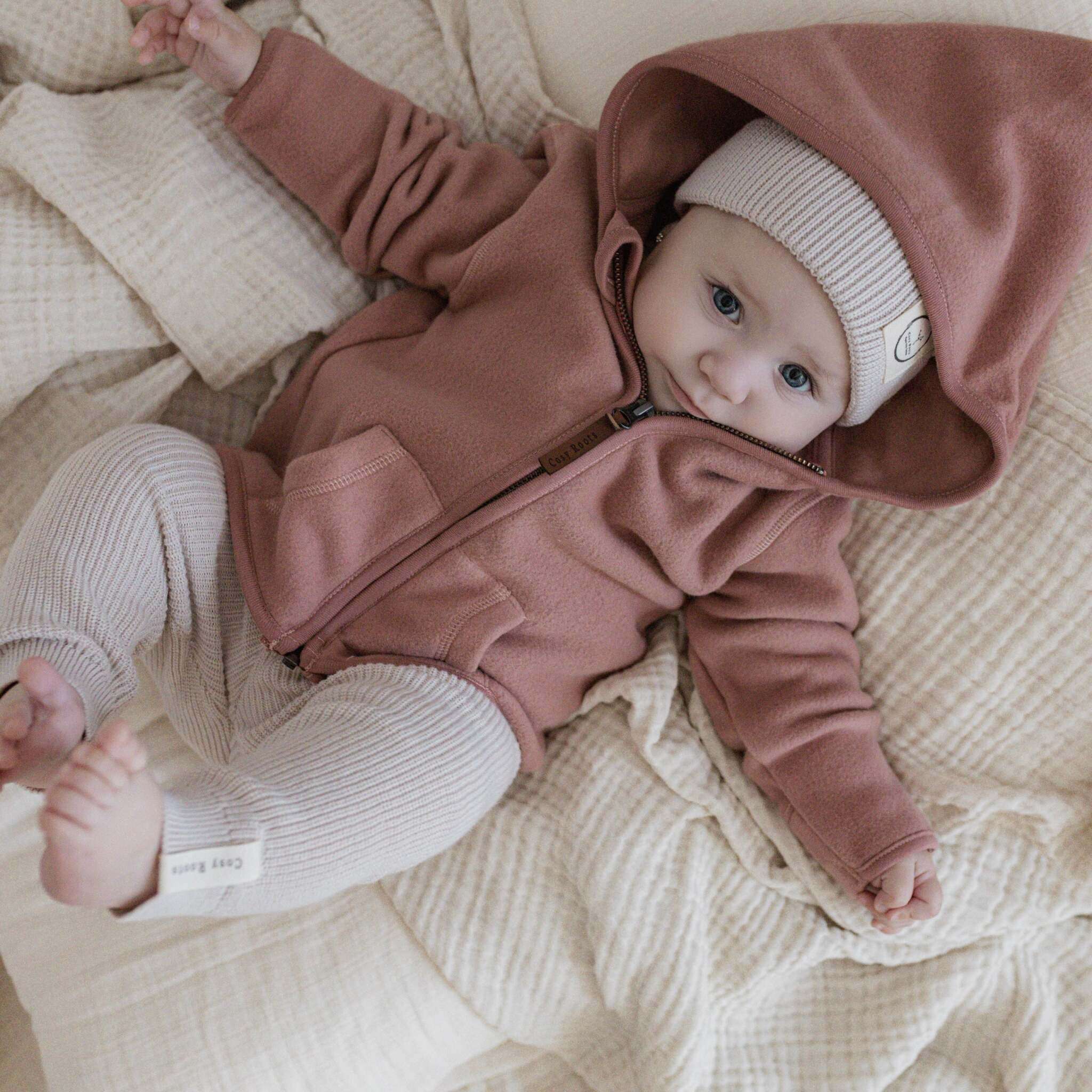 Organic Fleece Jacket - Dusty Rose Melange - Image 3