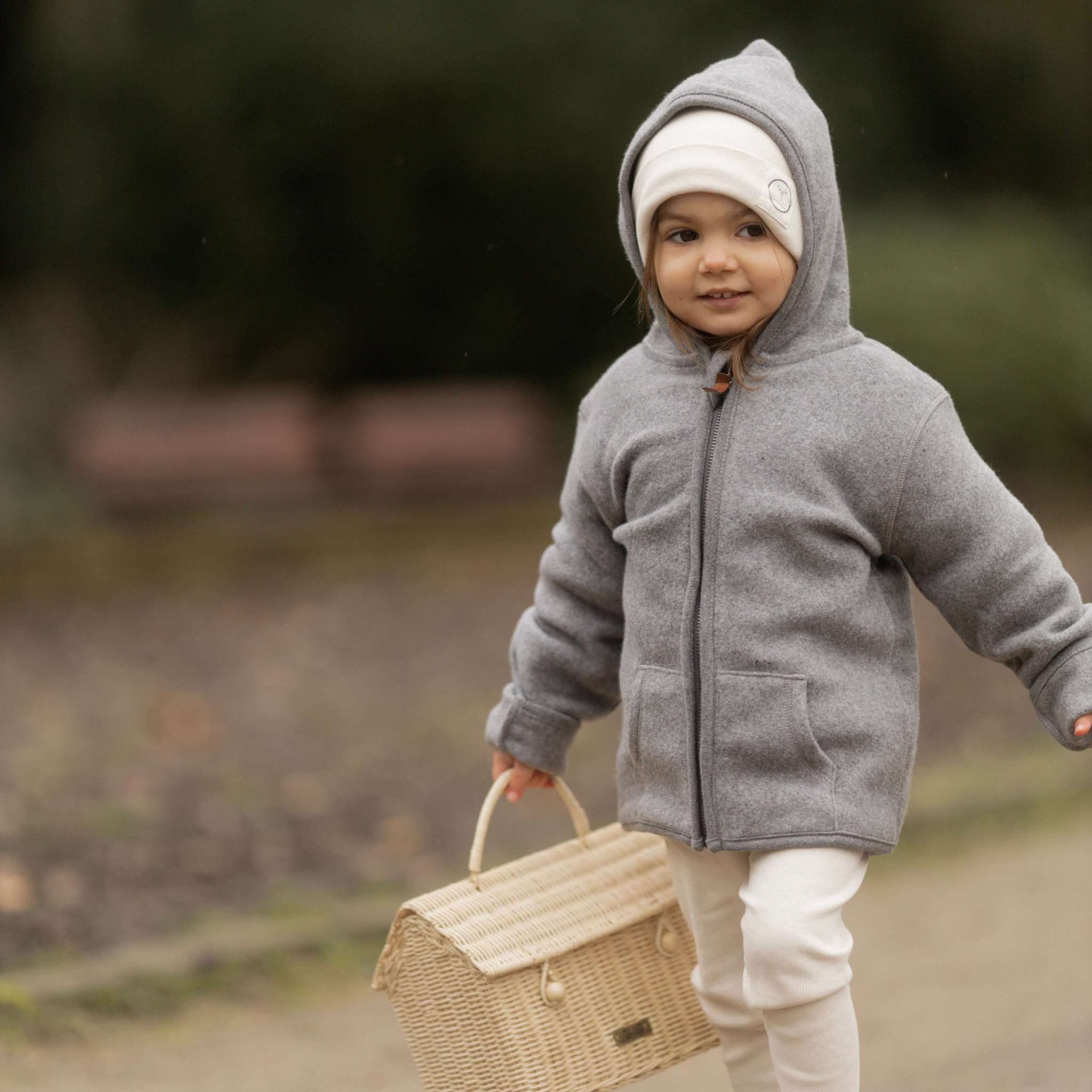 Organic Fleece Jacket - Dark Grey Melange - SALE - Image 3
