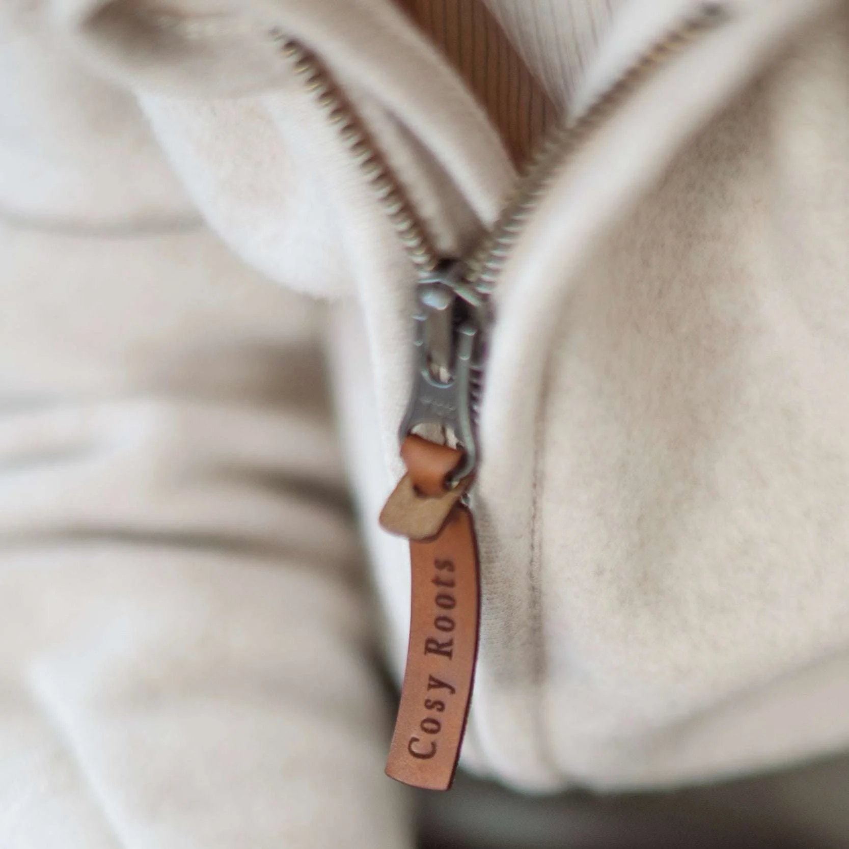 Organic Fleece Jacket - Light Beige Melange - Image 3