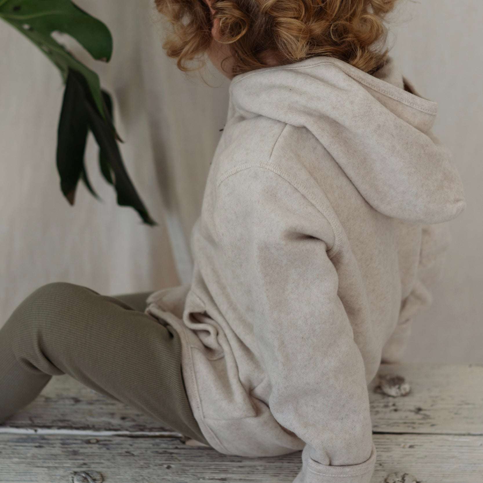 Organic Fleece Jacket - Light Beige Melange - Image 5