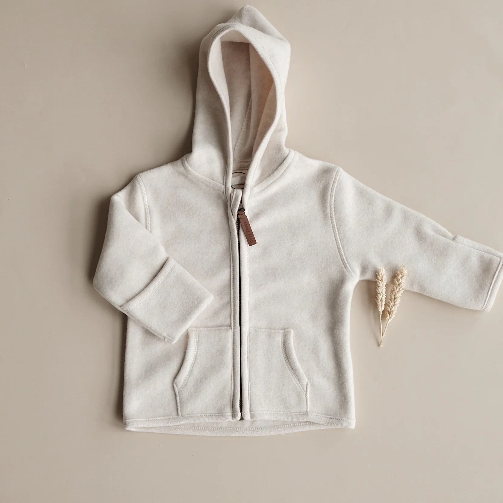 Organic Fleece Jacket - Light Beige Melange - Image 7