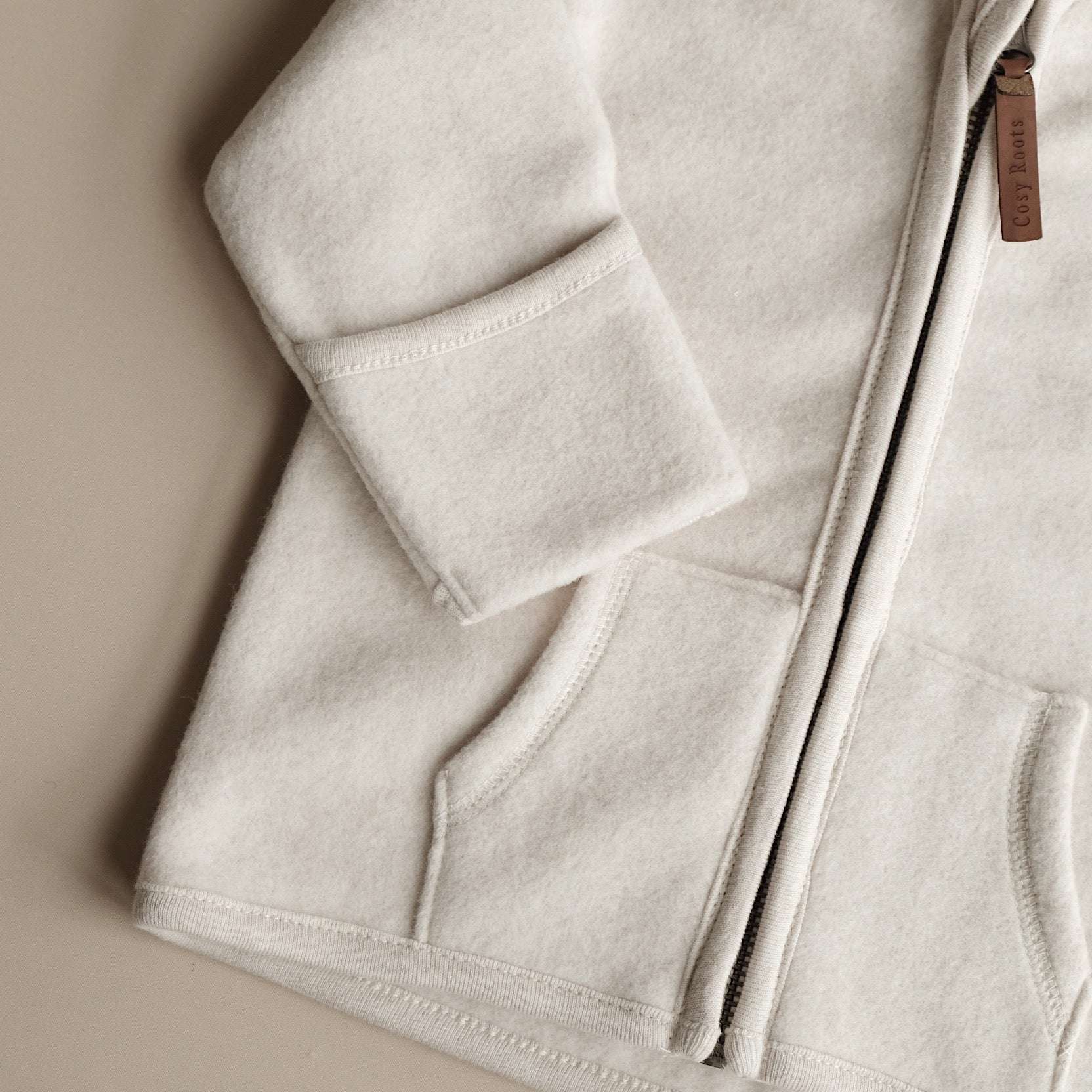 Organic Fleece Jacket - Light Beige Melange - Image 8