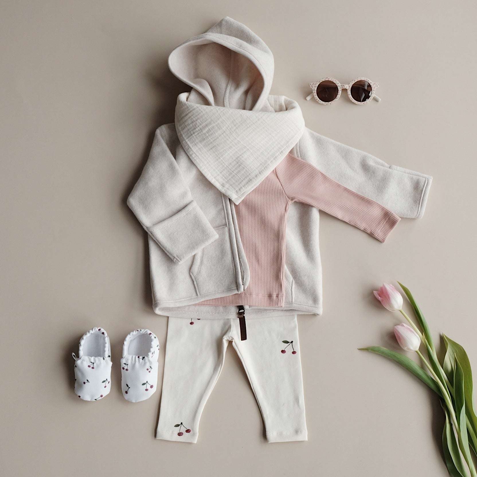 Organic Fleece Jacket - Light Beige Melange - Image 9