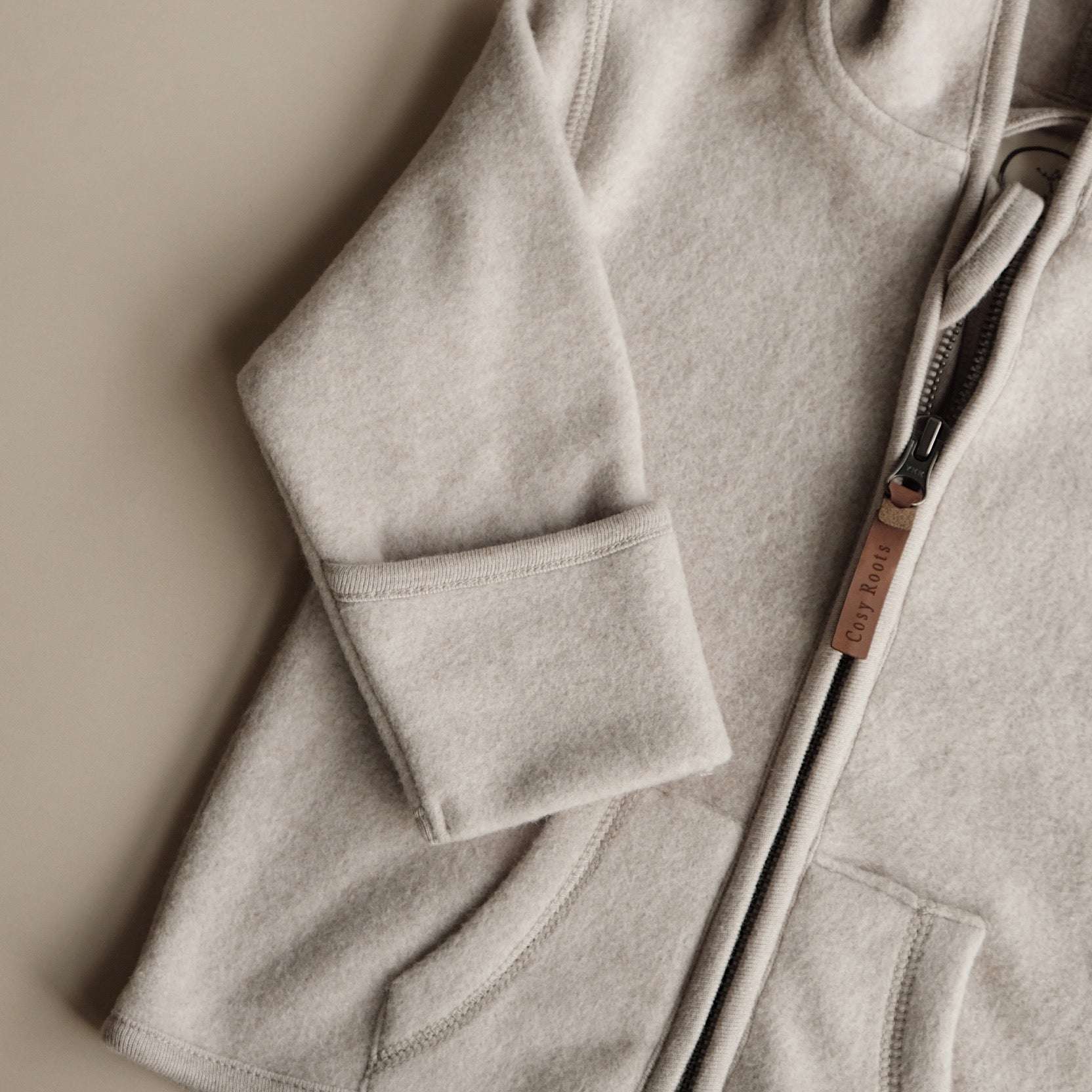 Organic Fleece Jacket - Taupe Melange - Image 14