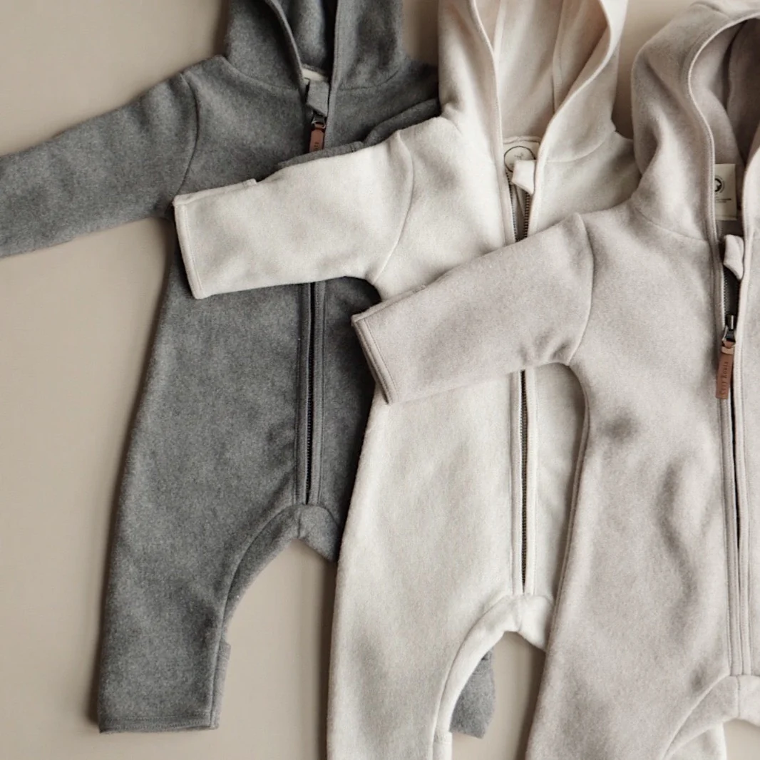 Organic Fleece Overall - Light Beige Melange - Image 12