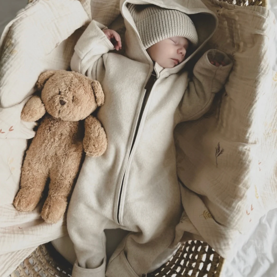 Organic Fleece Overall - Light Beige Melange - Image 4