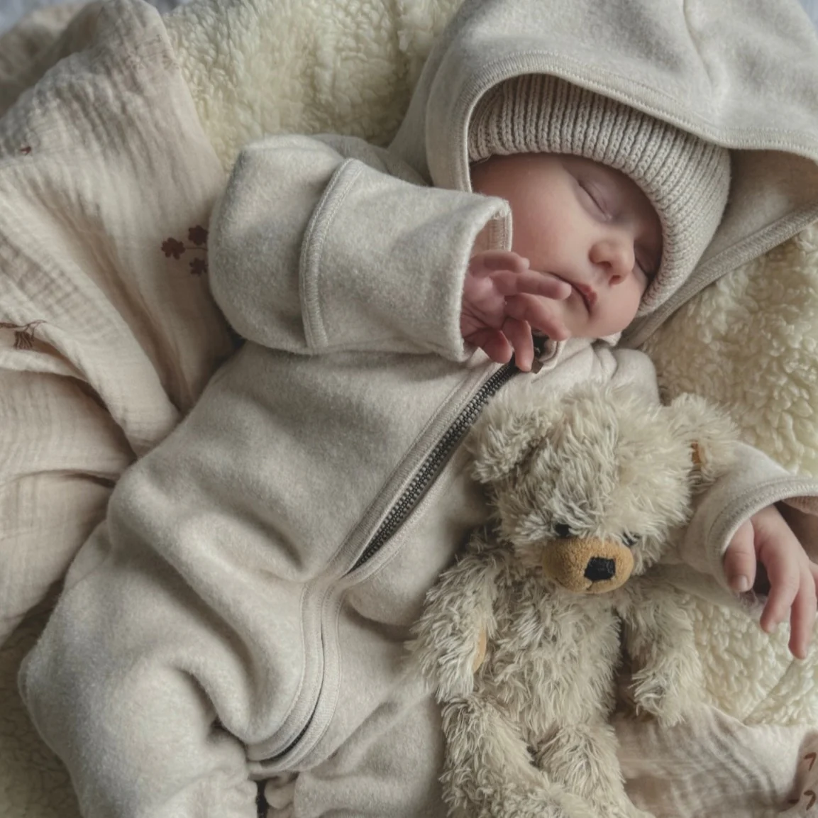Organic Fleece Overall - Light Beige Melange - Image 5