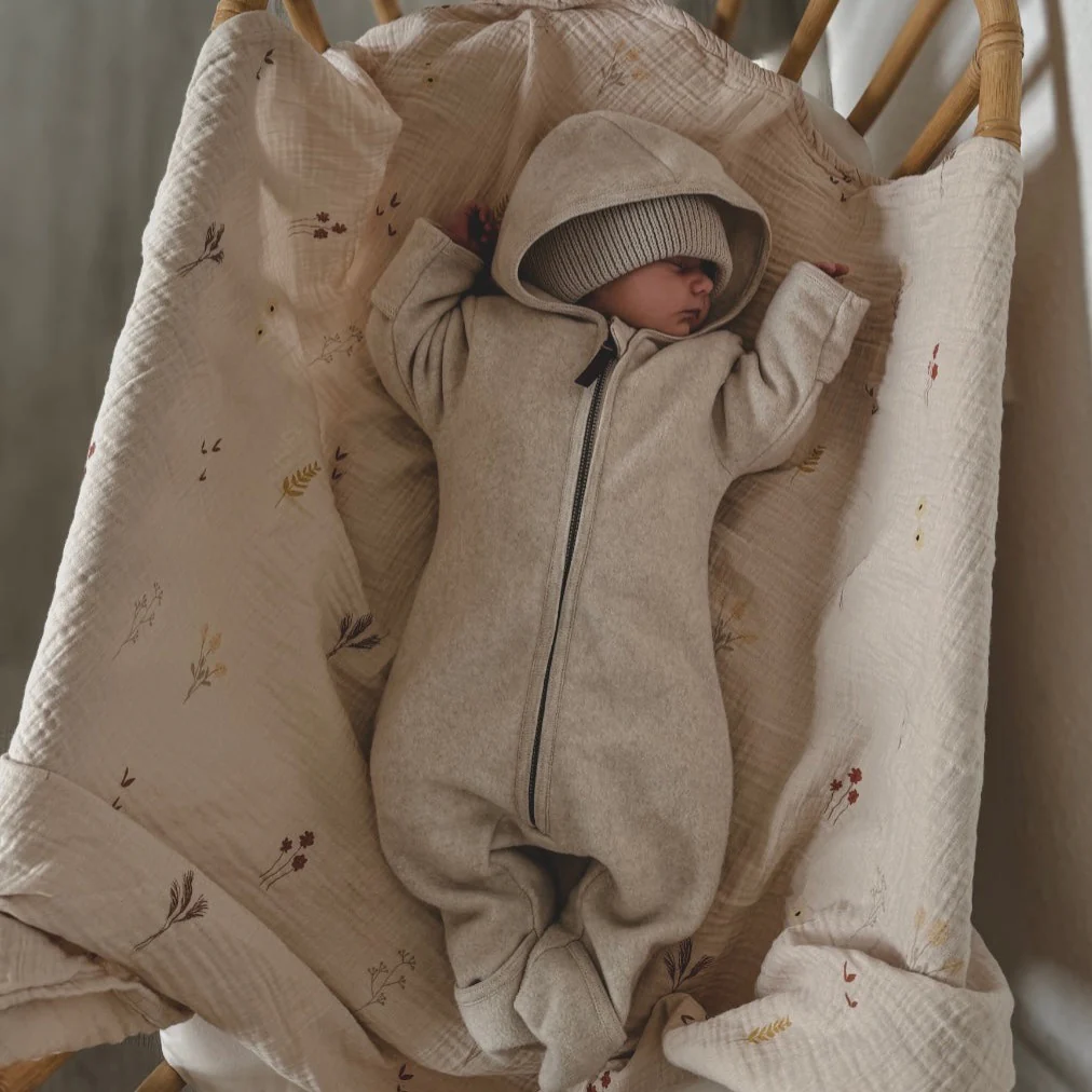 Organic Fleece Overall - Light Beige Melange - Image 7