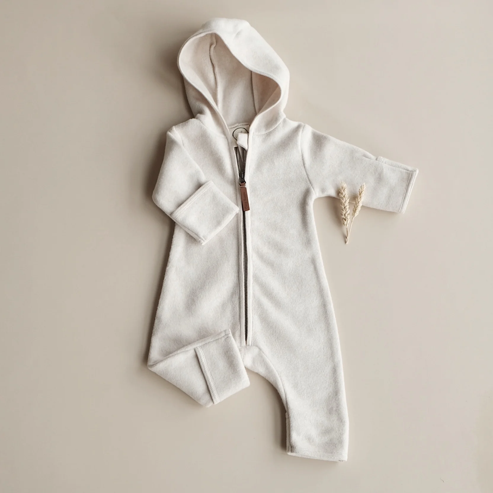 Organic Fleece Overall - Light Beige Melange - Image 8