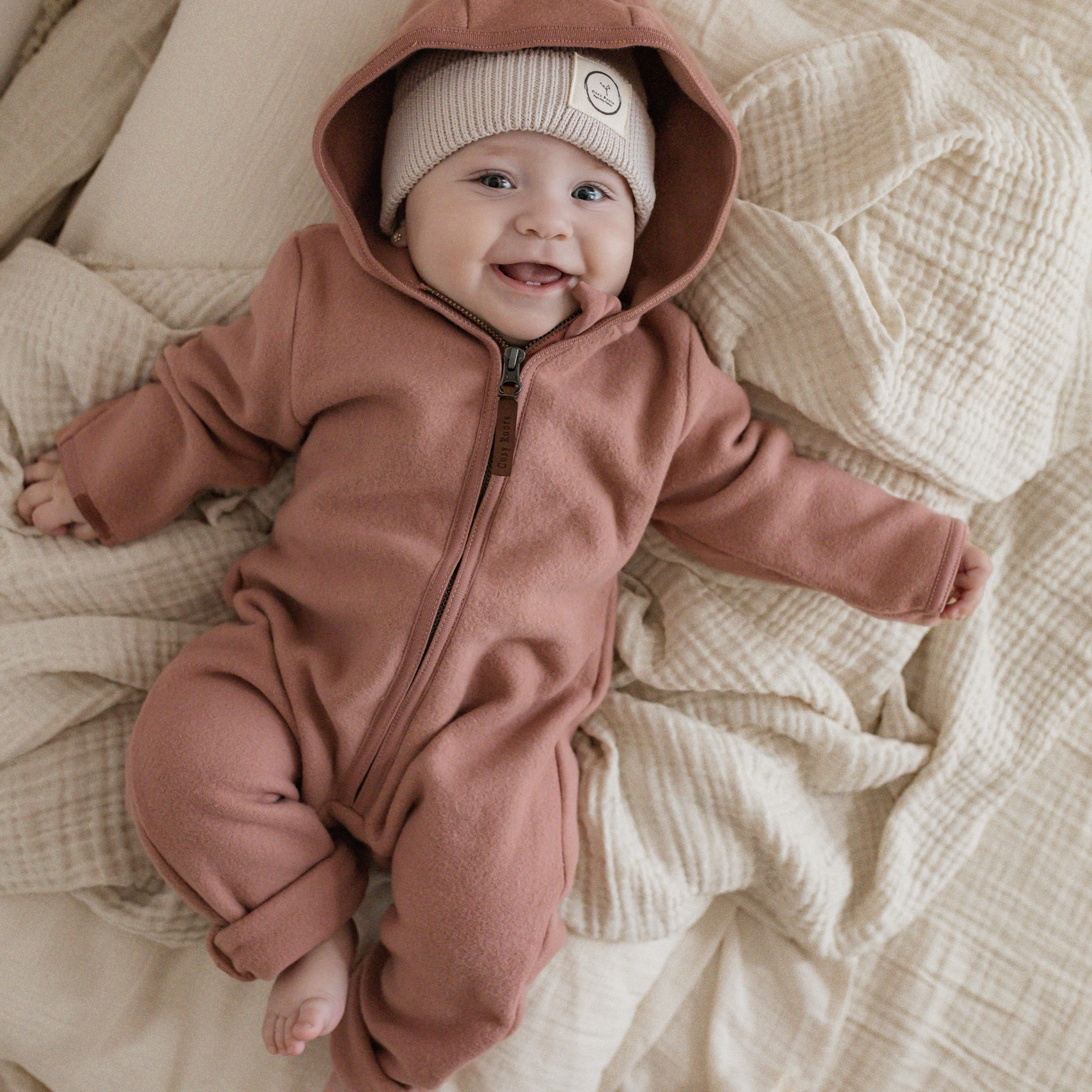 Organic Fleece Overall - Dusty Rose Melange - Image 3