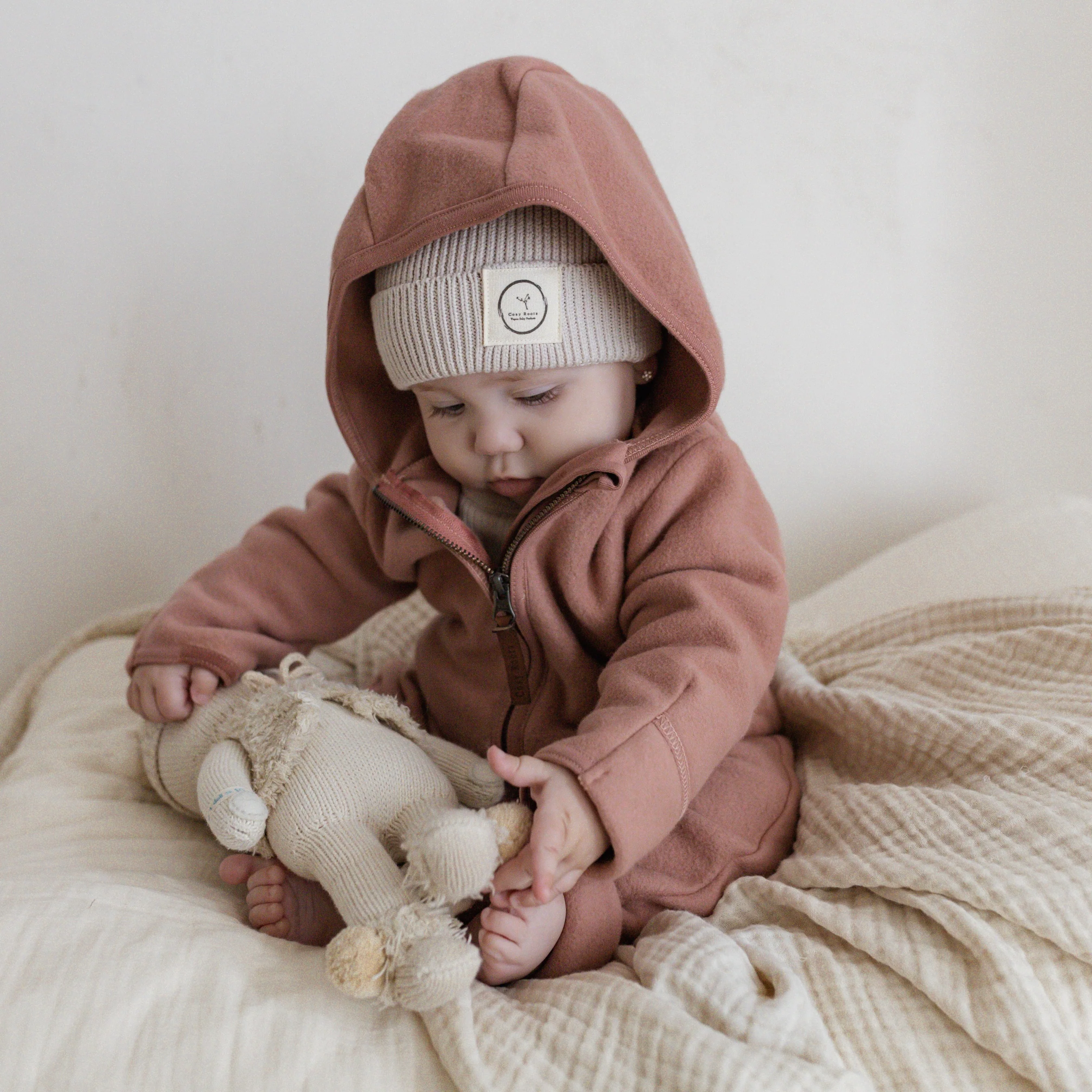 Organic Fleece Overall - Dusty Rose Melange - Image 4