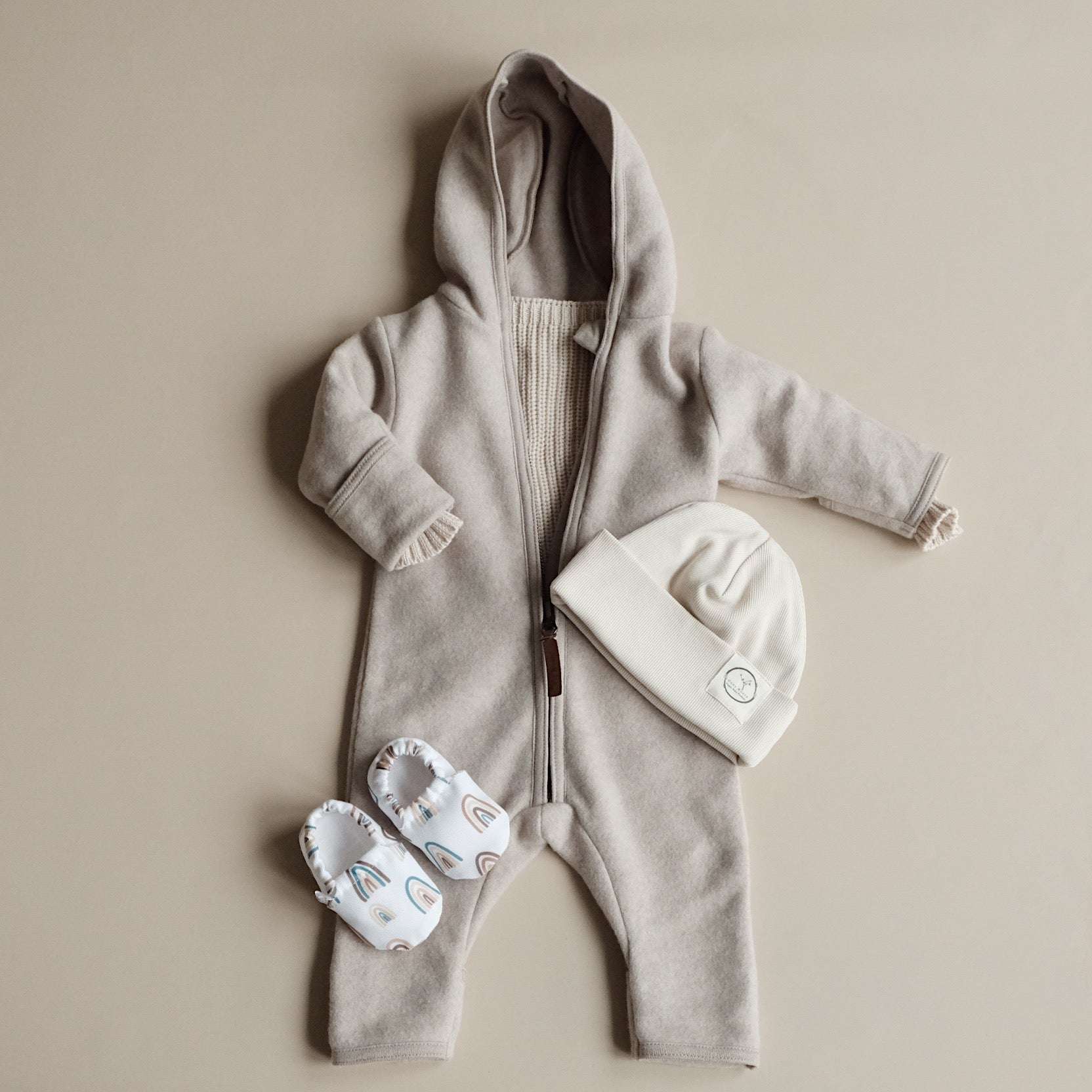Organic Fleece Overall - Taupe Melange - Image 10