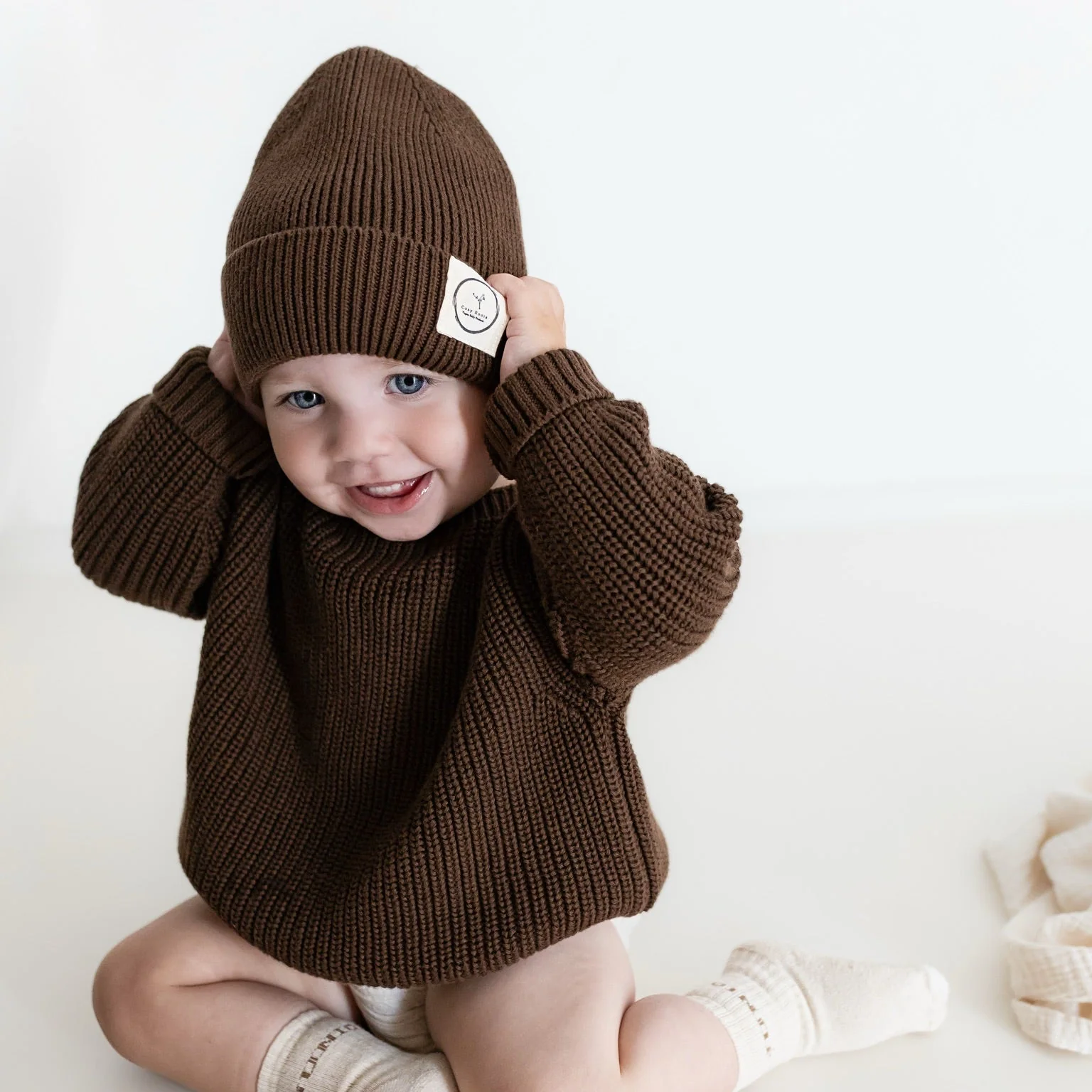 Organic Knit Beanie - Chocolate - Image 4