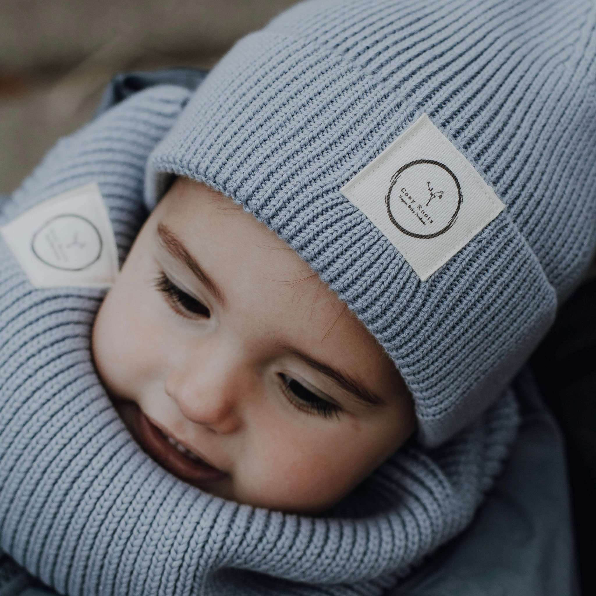 Organic Knit Beanie - Dusty Blue - Image 6