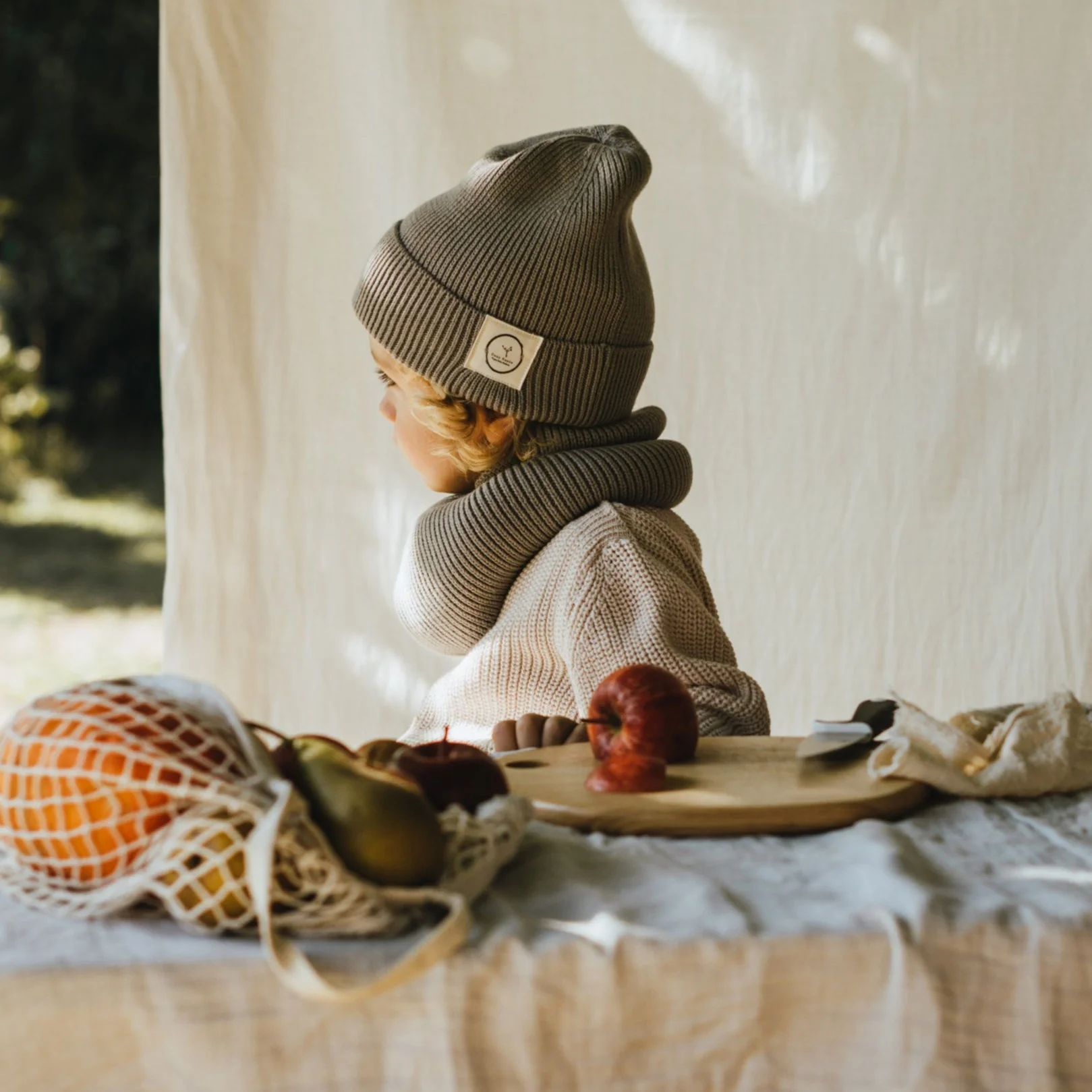 Organic Knit Beanie - Khaki - Image 3