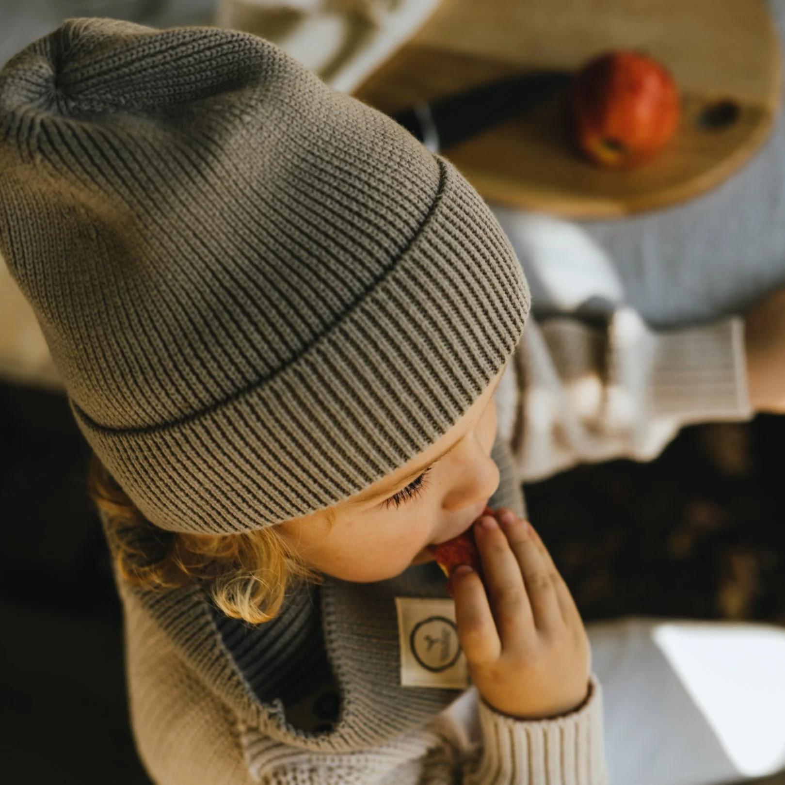 Organic Knit Beanie - Khaki - Image 4