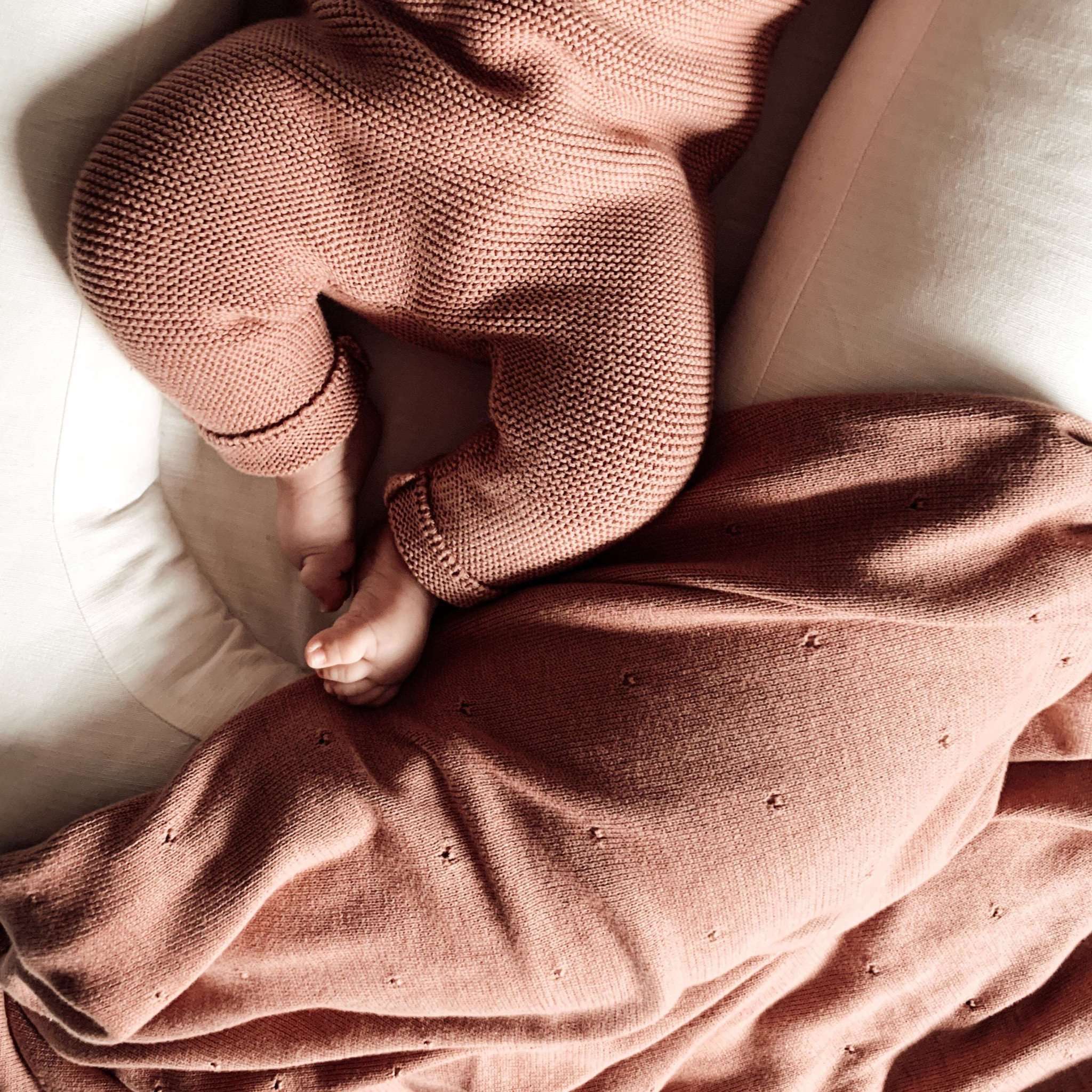 Organic Knit Blanket - Dusty Rose - SALE - Image 3
