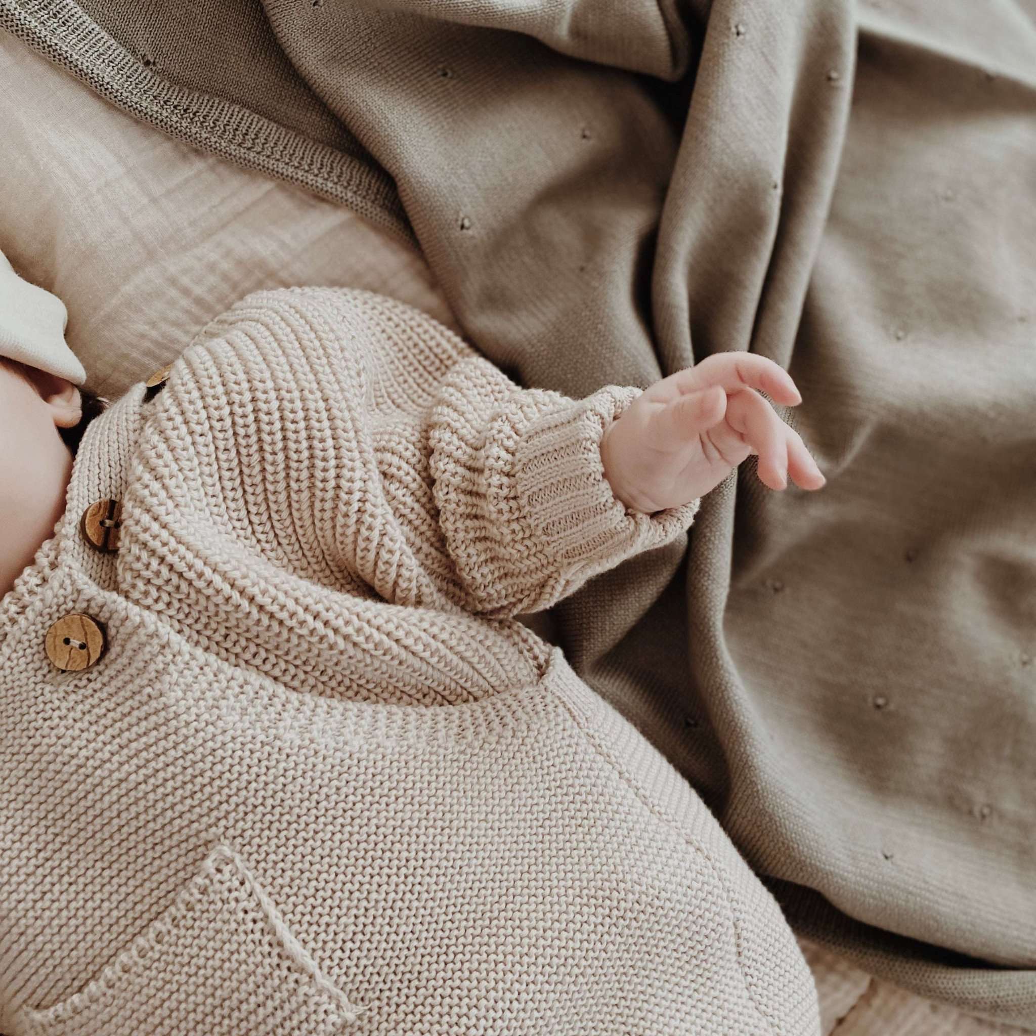 Organic Knit Blanket - Khaki - S A L E - Image 10